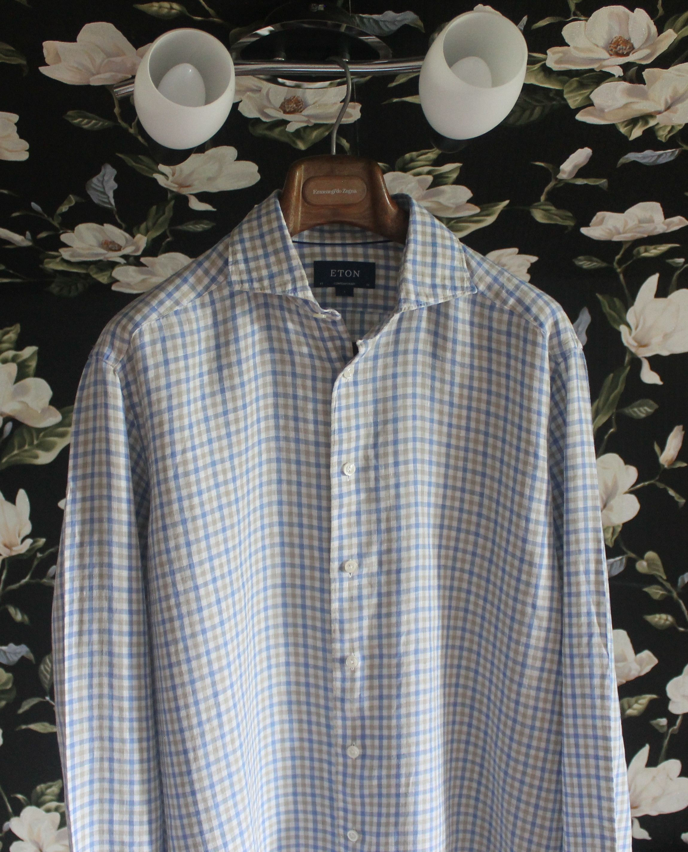Eton Eton Check Linen Shirt Size US L / EU 52-54 / 3 - 2 Thumbnail