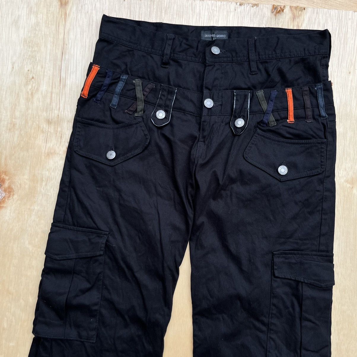 Japanese Brand 31040=UOMO DOUBLE WAIST CARGO DENIM REGULAR STRAIGH Size US 32 / EU 48 - 1 Thumbnail