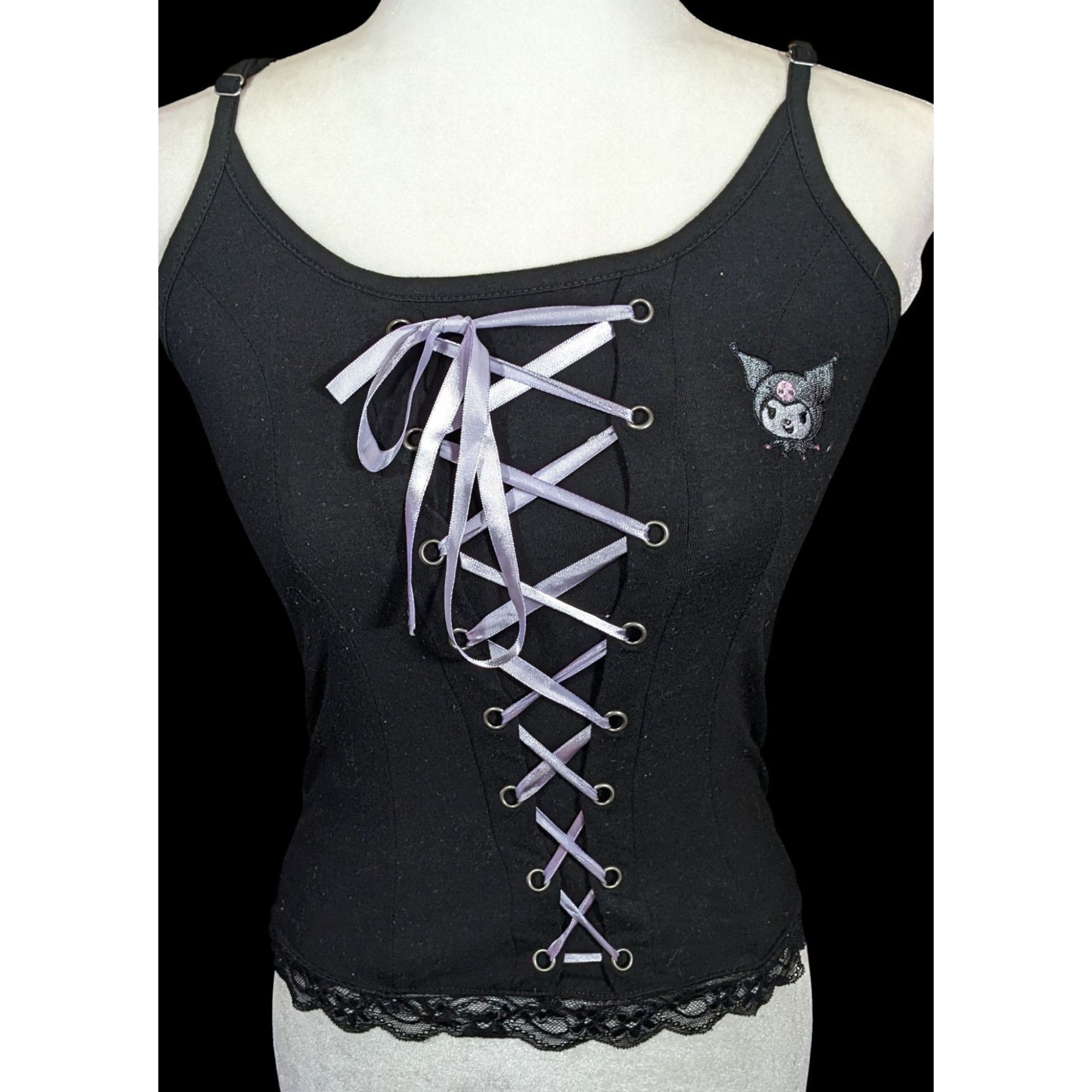 Other Kuromi Sanrio Pastel Goth Purple And Black Lace Up Corset Ta Size S / US 4 / IT 40 - 1 Thumbnail