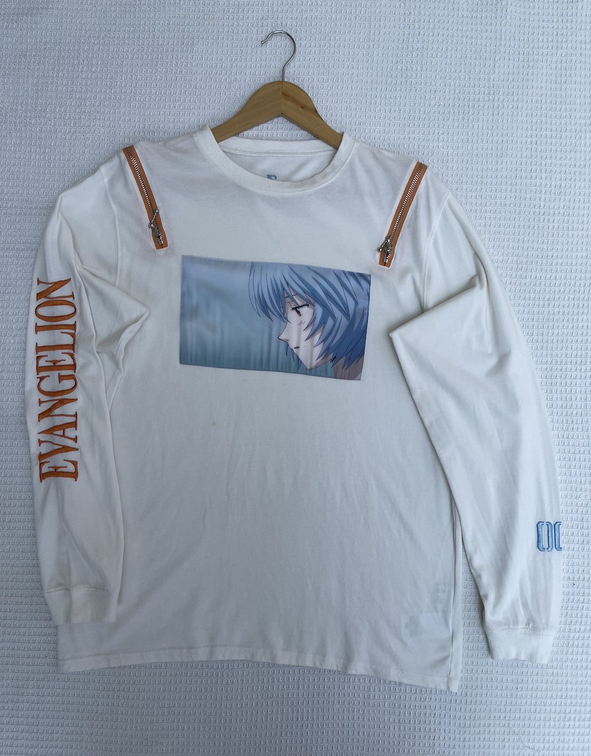 Anime Last Drop🔥Rare🔥Vintage Evangelion Zipper Long Sleeve T-Shirt Size US L / EU 52-54 / 3 - 14 Thumbnail