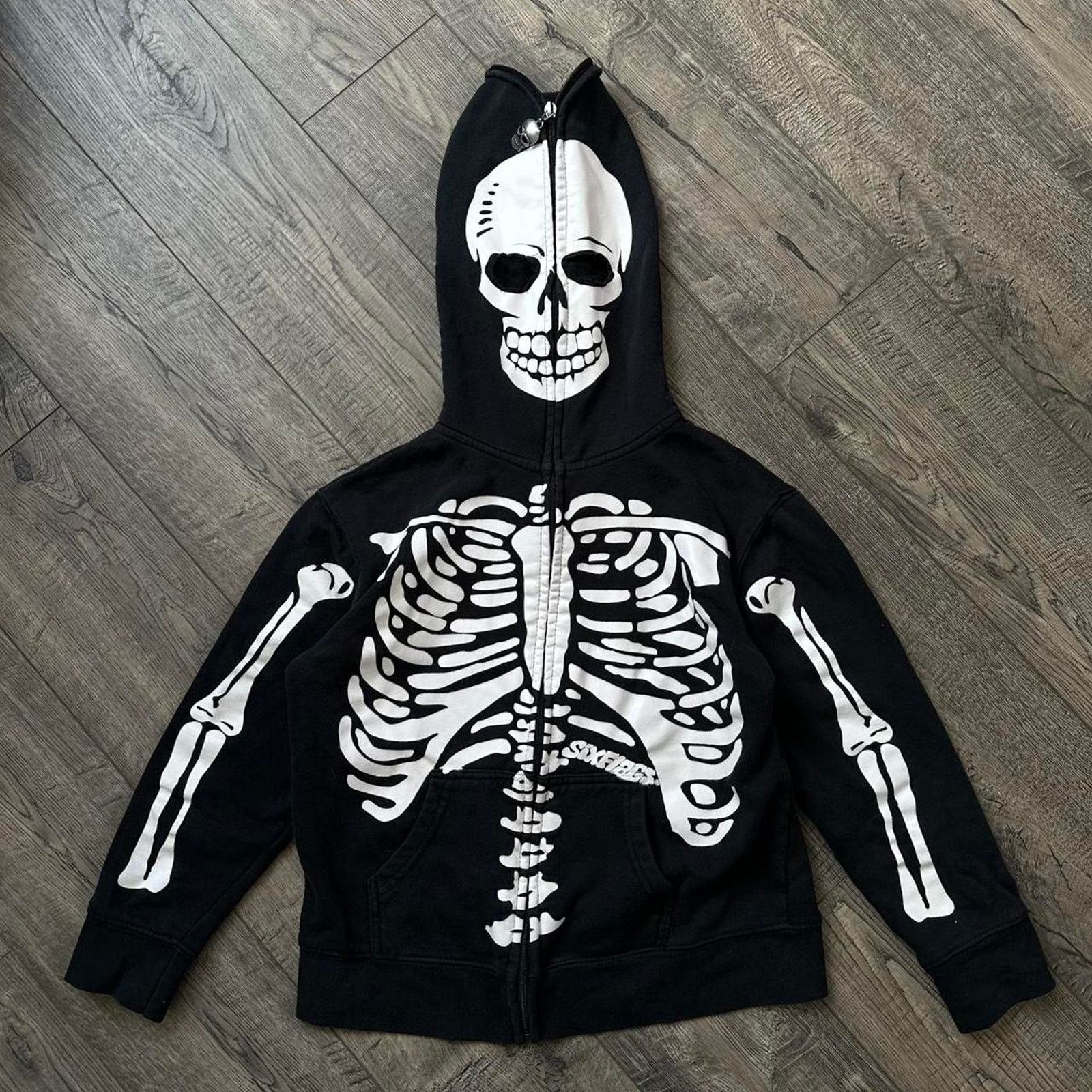 Vintage Vintage Y2K Skull Youth Six Flags Zip Hoodie Sweatshirt Size US XXS / EU 40 - 2 Thumbnail