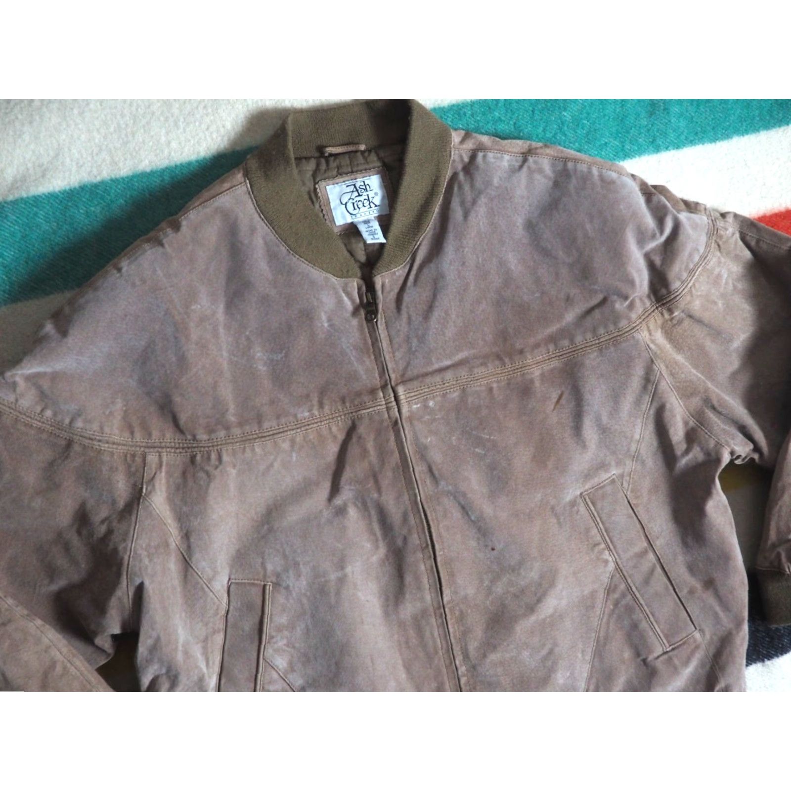 ASH VTG Ash Creek Leather Bomber Jacket Coat Mens L 90s Full Zip Lined Brown Zip Jacket - Casual Vintage 90s Bomber Mens L Brown Leather Ash Creek Size US L / EU 52-54 / 3 - 2 Thumbnail