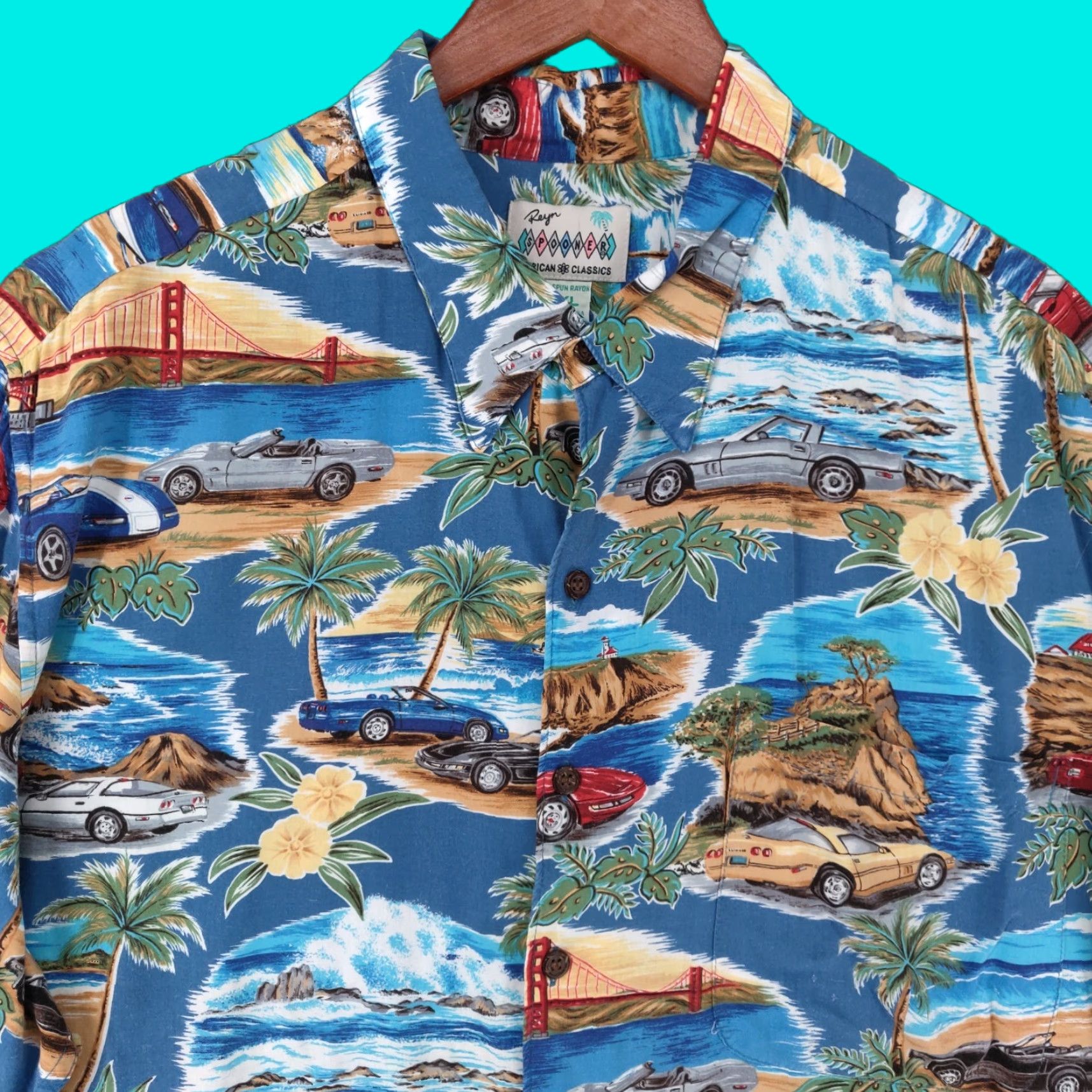 Reyn Spooner VINTAGE Reyn Spooner Hawaiian Shirt Mens 2XL 2XL Floral Cars Palm Trees Button-Up Shirt Size US XXL / EU 58 / 5 - 1 Thumbnail