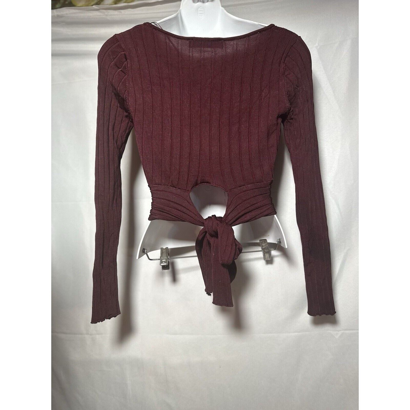 Zara Zara Ribbed Crop Tie Top Women Sz M Quiet Luxury Coquette Size M / US 6-8 / IT 42-44 - 2 Thumbnail