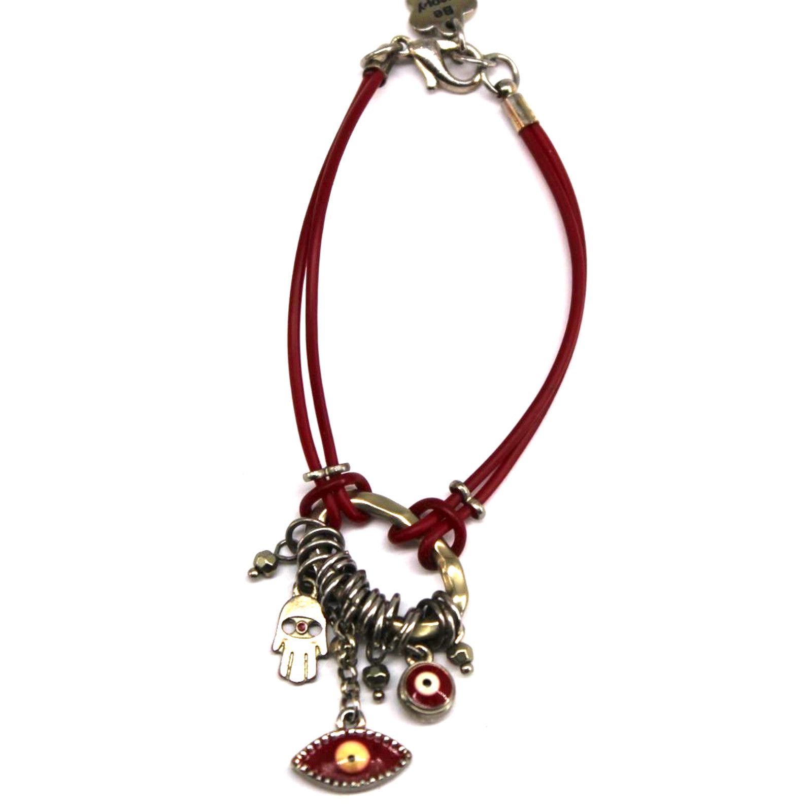 Other Be Happy SilverTone Evil Eye&Hamsa Hand Beaded Bracelet 6.5" Size ONE SIZE - 1 Thumbnail