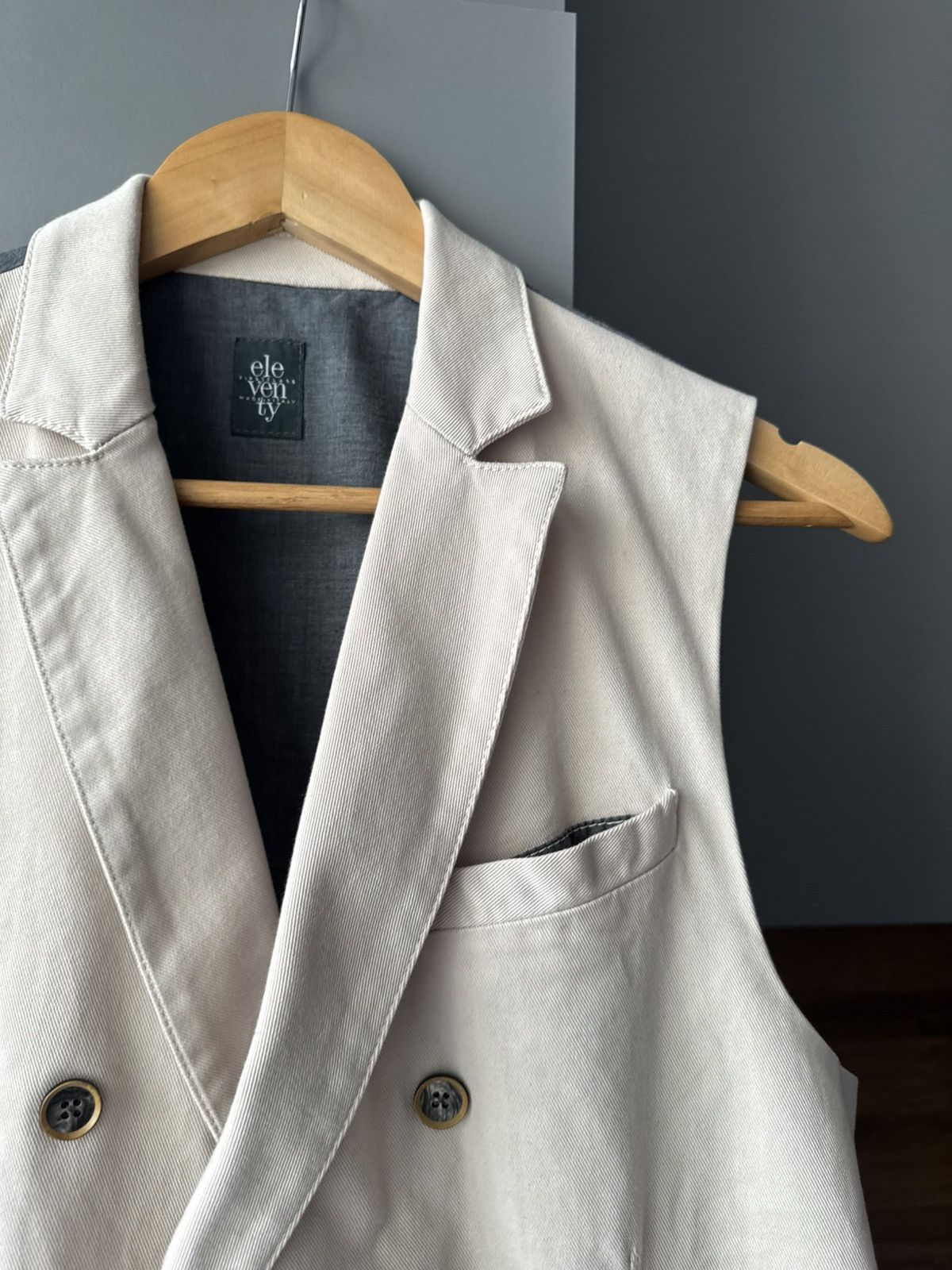 Eleventy Elegance Collared Solid Cotton Tailored Vest Size US L / EU 52-54 / 3 - 2 Thumbnail