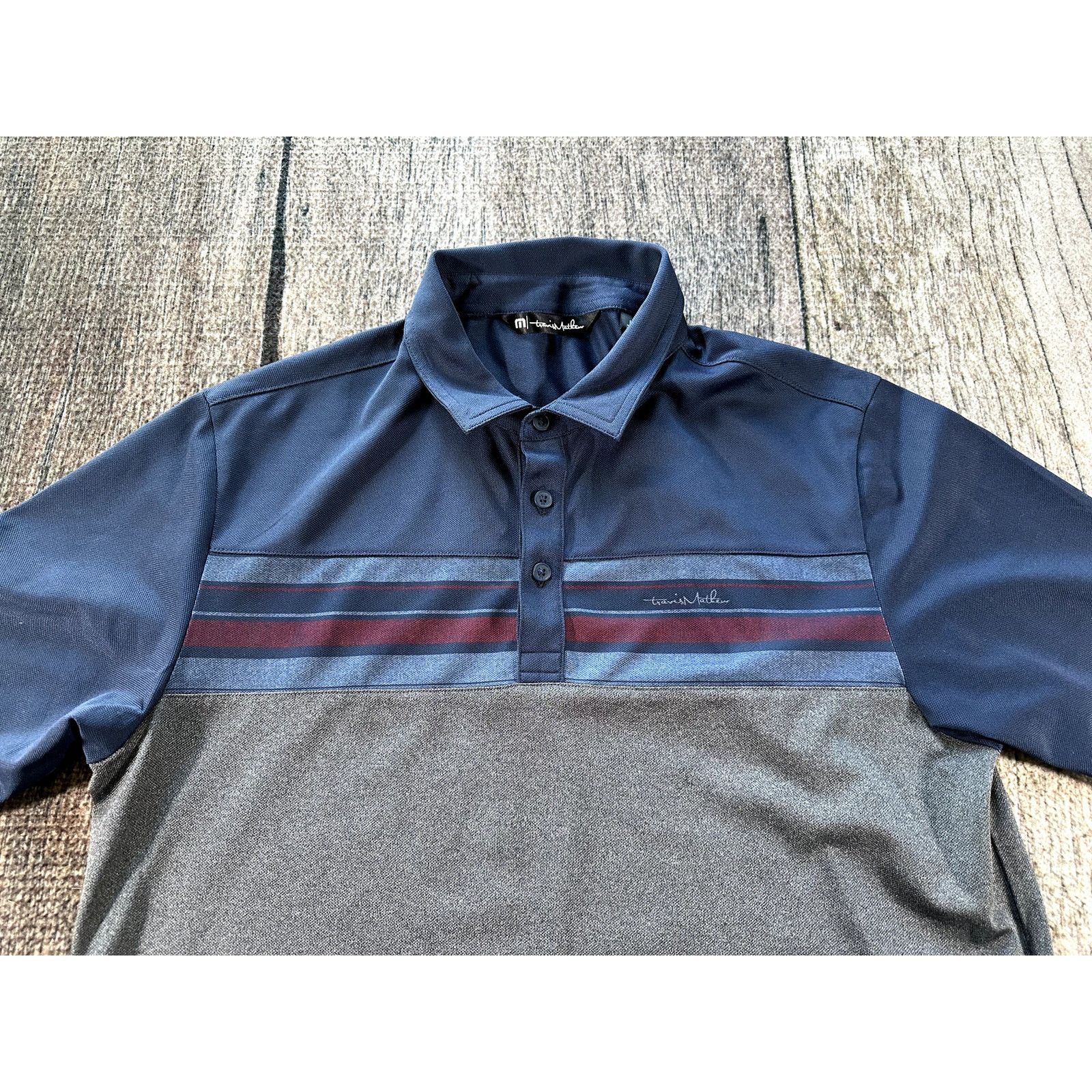TravisMathew Travis Mathew Blocked Polo Shirt Men Med Blue Gray Polyester Size US M / EU 48-50 / 2 - 2 Thumbnail