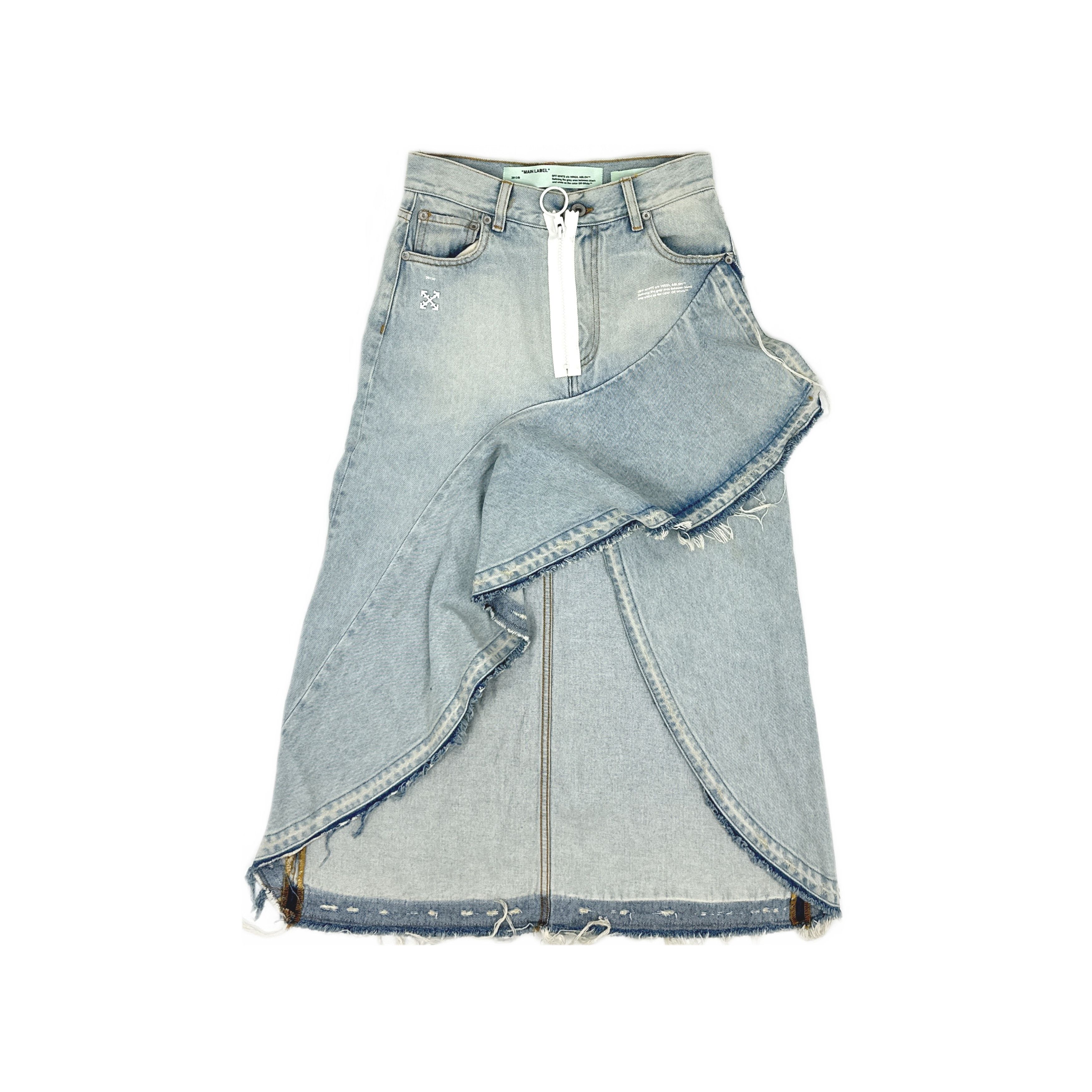 Off-White Off-White Asymmetric Distressed Denim Skirt Size 40 Size 27" / US 4 / IT 40 - 1 Thumbnail