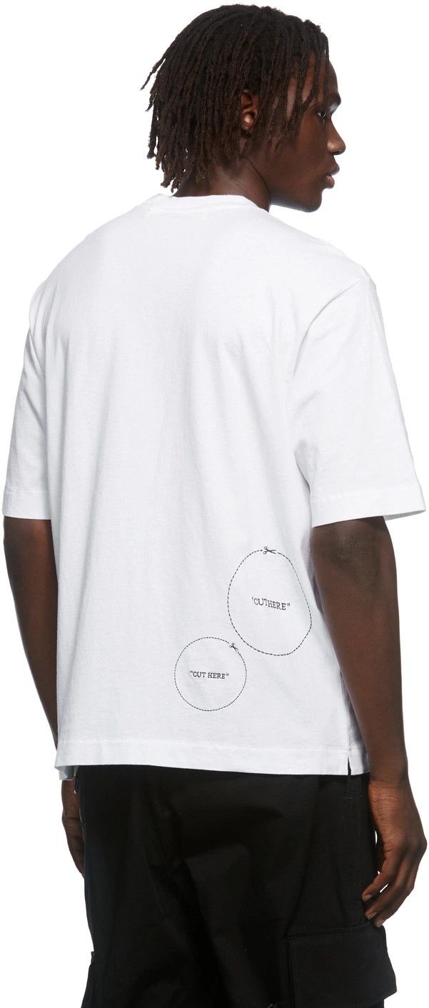 Off-White White Embroidered Cut Here Skate T-Shirt Size US M / EU 48-50 / 2 - 3 Thumbnail