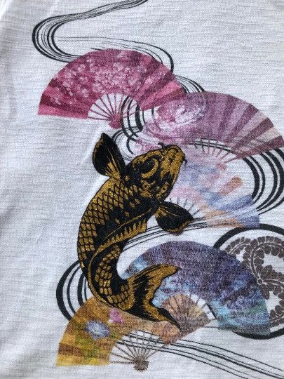 Vintage Vtg 90s japan traditional koi fish embroidery native shirt Size US L / EU 52-54 / 3 - 4 Thumbnail