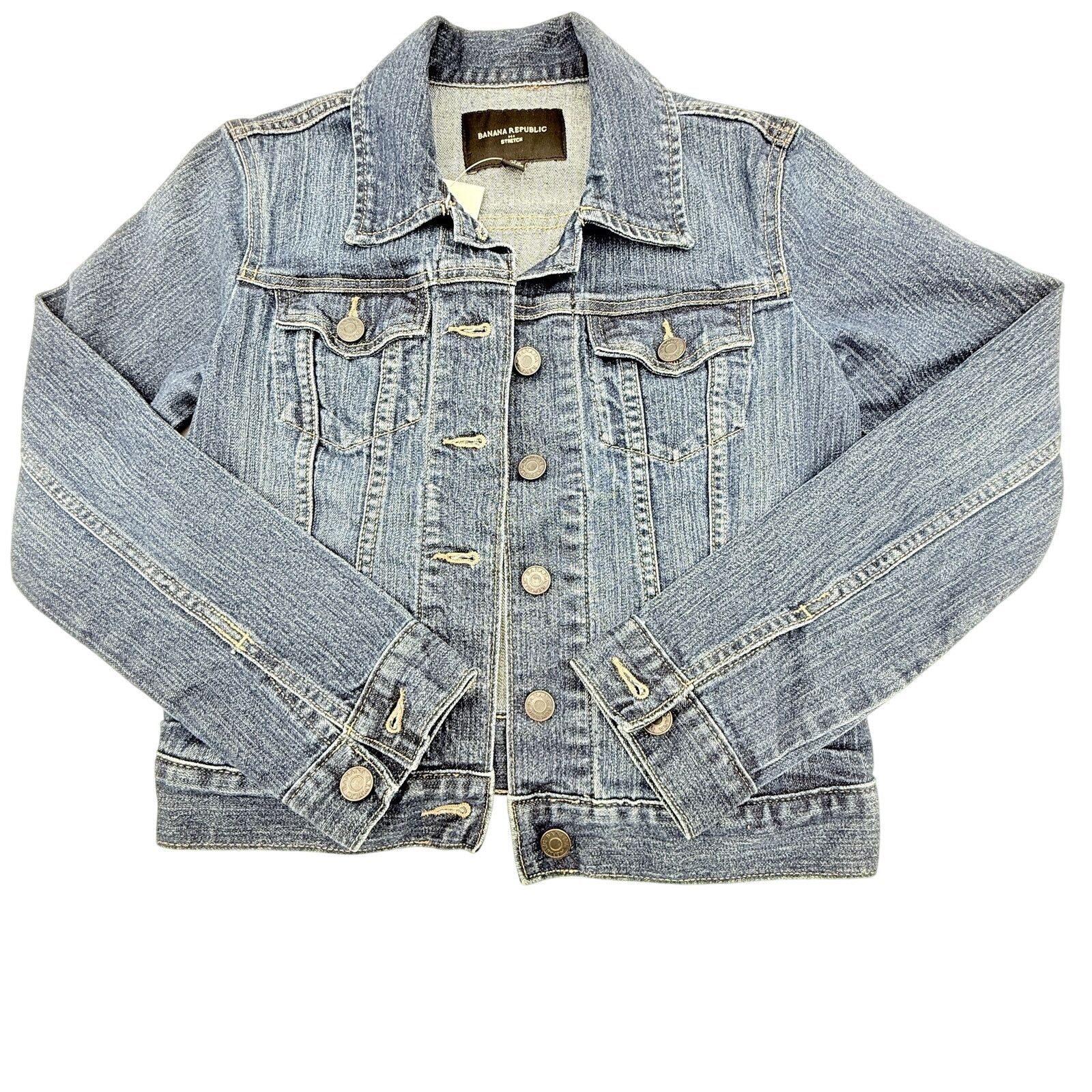 Banana Republic Banana Republic Medium Wash Stretch Denim Jacket XS Size XS / US 0-2 / IT 36-38 - 1 Thumbnail