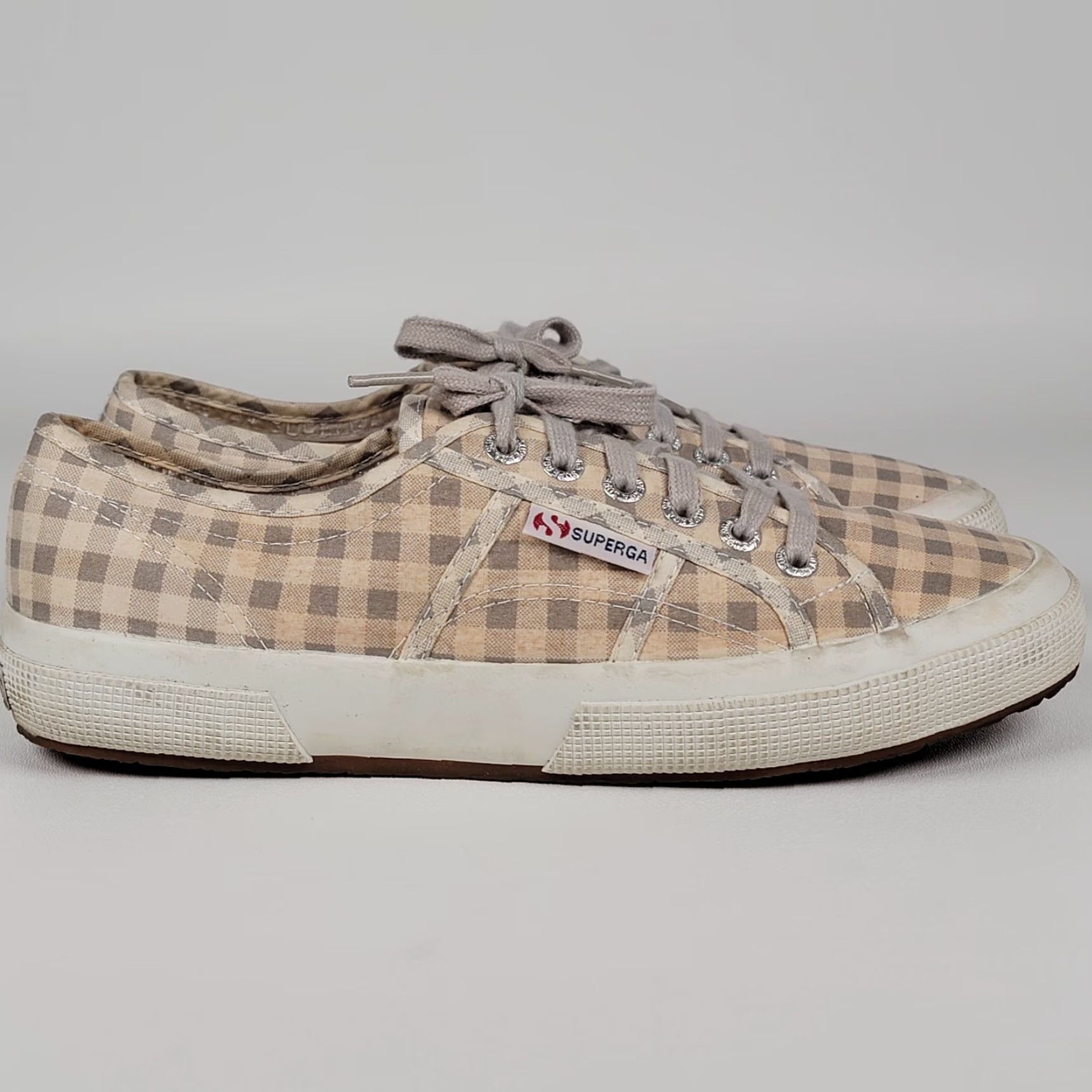Superga Superga 2750 Gingham Checkerboard Sneaker Grey White Women's 8.5 S00CV40 Size US 9 / IT 39 - 2 Thumbnail