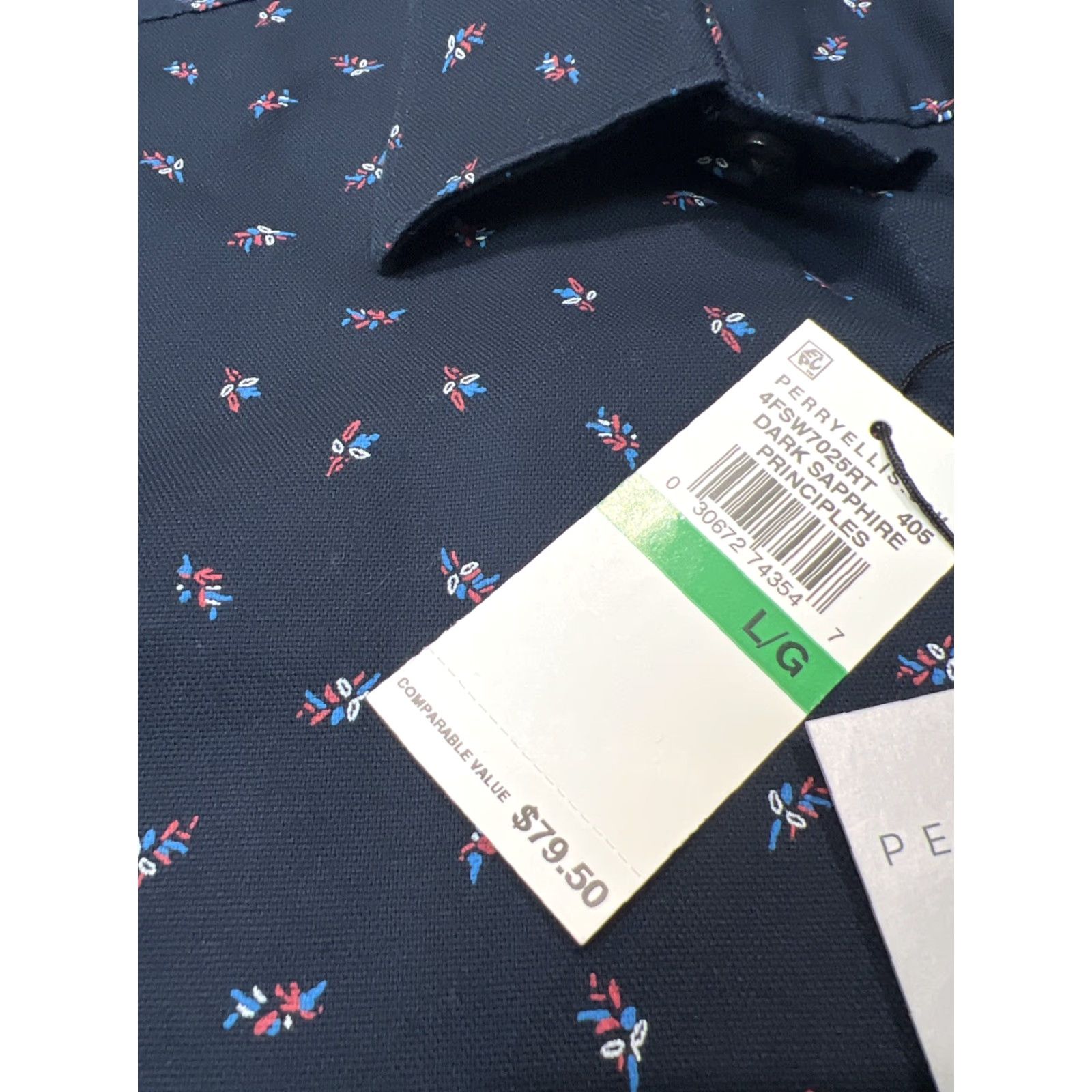 Perry Ellis VINTAGE Perry Ellis Men's Long Sleeve Shirt Sz Large Blue Slim Fit Collared Button-Up Travel Size US L / EU 52-54 / 3 - 4 Thumbnail