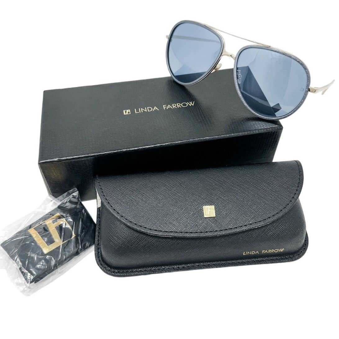 Linda Farrow Linda Farrow Aviator Sunglasses Blue Gold w/ case LFL 539/5 Size ONE SIZE - 2 Thumbnail