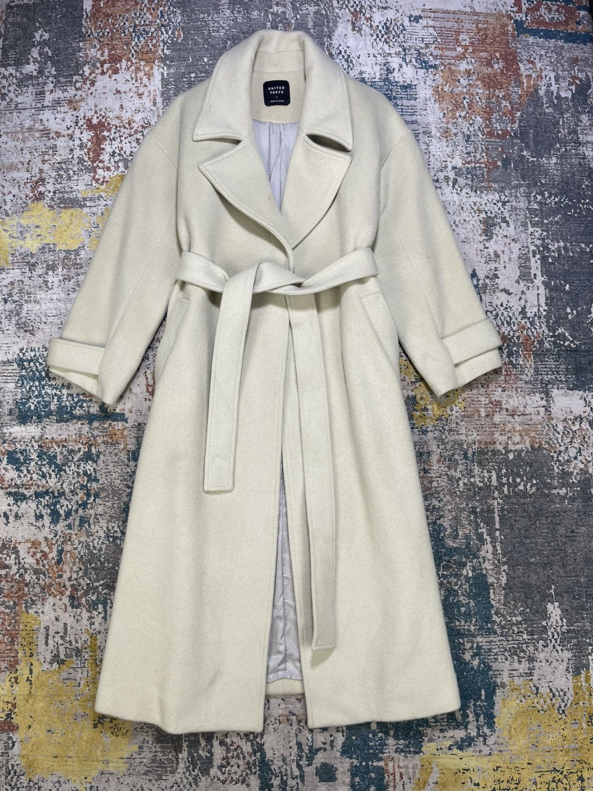 Japanese Brand United Tokyo Button Up Skirt Slit Belted Wool Coat Size XS / US 0-2 / IT 36-38 - 3 Thumbnail