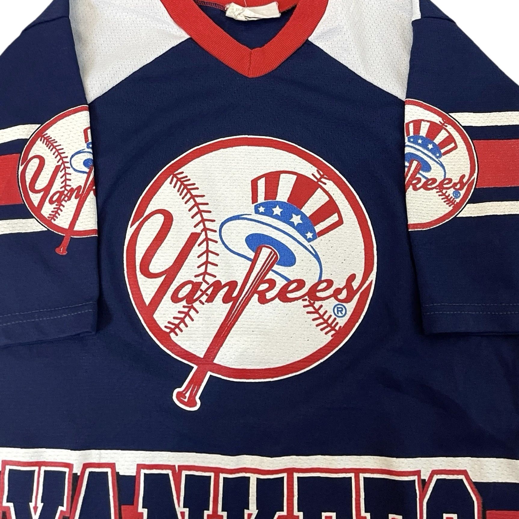 VINTAGE MLB New York Yankees Jersey T-Shirt 90s Sports Adult Small Navy Jeter