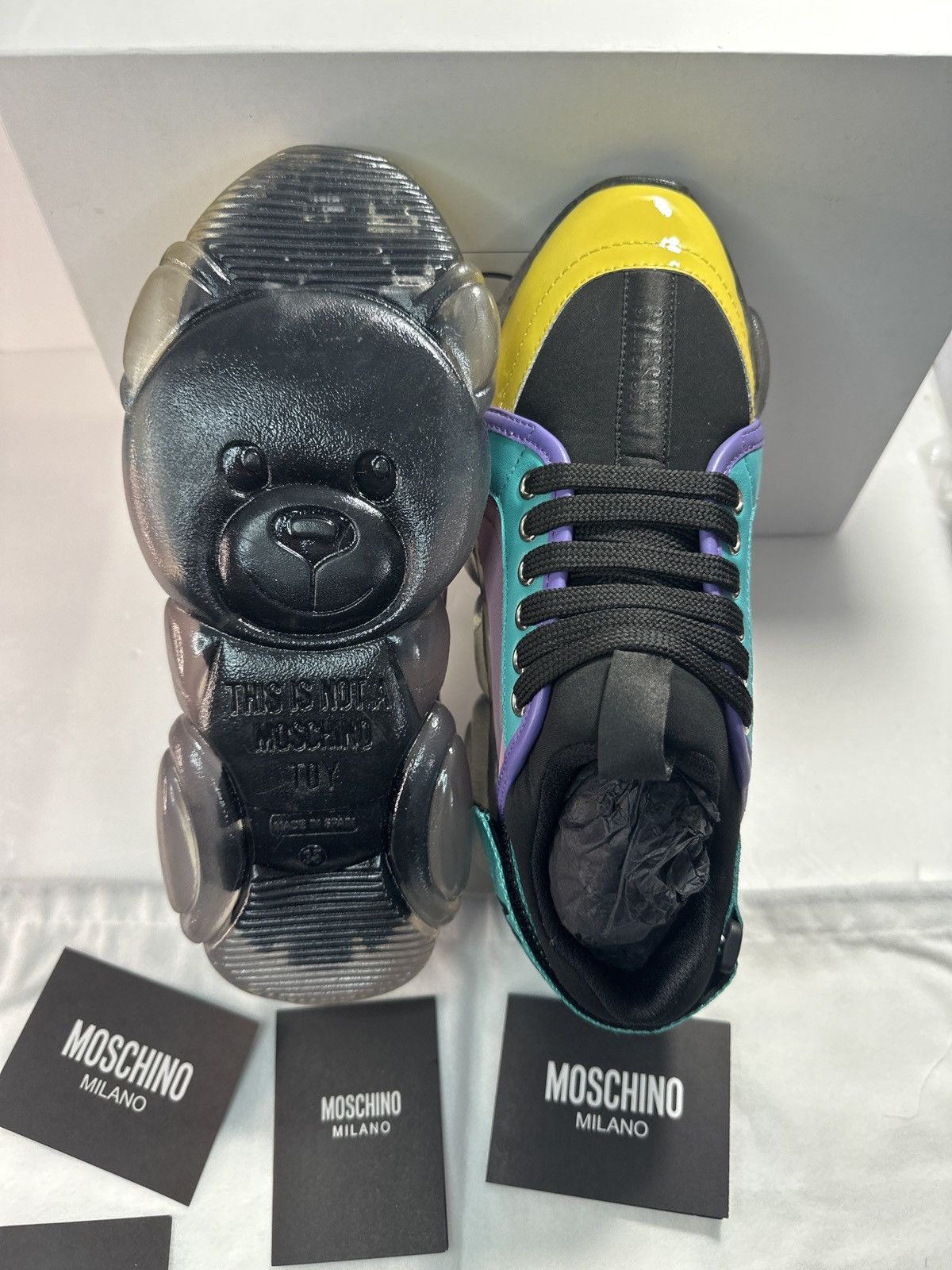 Moschino MOSCHINO Teddy Mix Media Chunky Sneakers Size US 5 / IT 35 - 4 Thumbnail