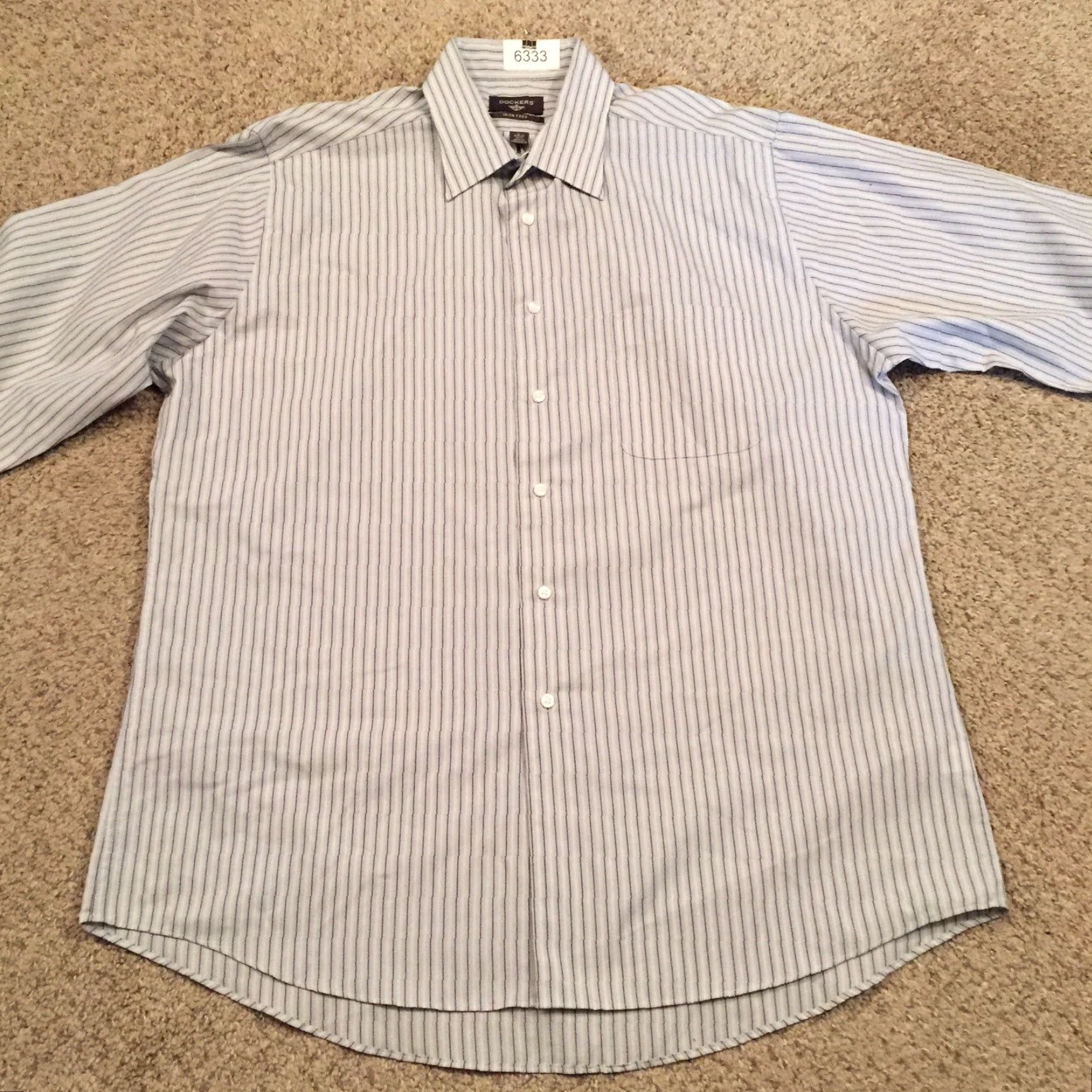 Dockers DOCKERS Shirt Mens Large Gray Striped Long Sleeve Button Up Size US L / EU 52-54 / 3 - 5 Thumbnail