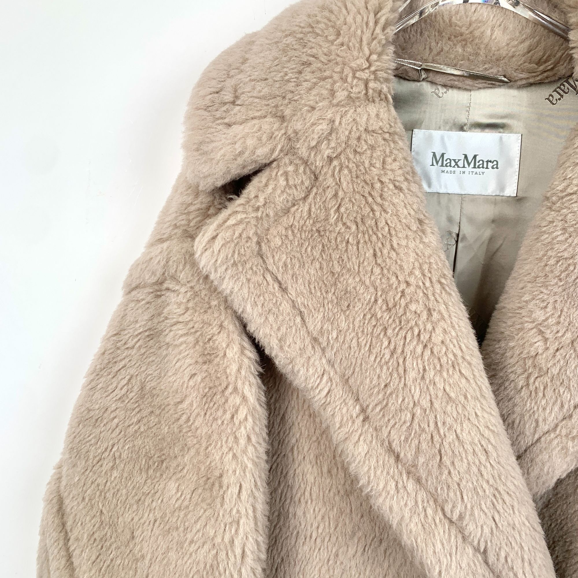 Max Mara Maxmara Womens Sandy Teddy Alpaca Wool Lapel Coat Beige Size Size S / US 4 / IT 40 - 5 Thumbnail