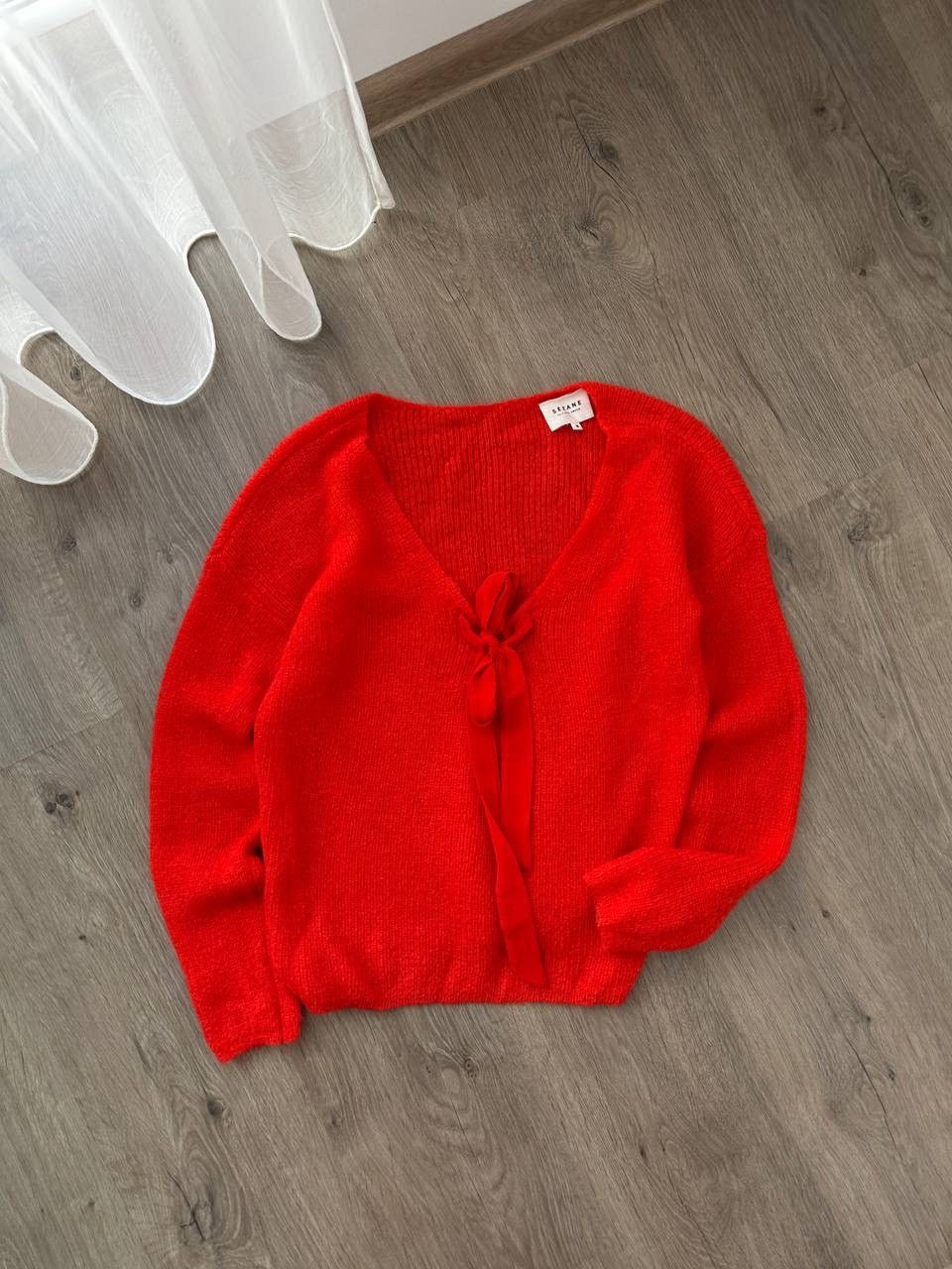 Sezane × Vintage Vintage Sezane Cardigan Gaspard Super Kid Mohair Red Sweater Size S / US 4 / IT 40 - 4 Thumbnail