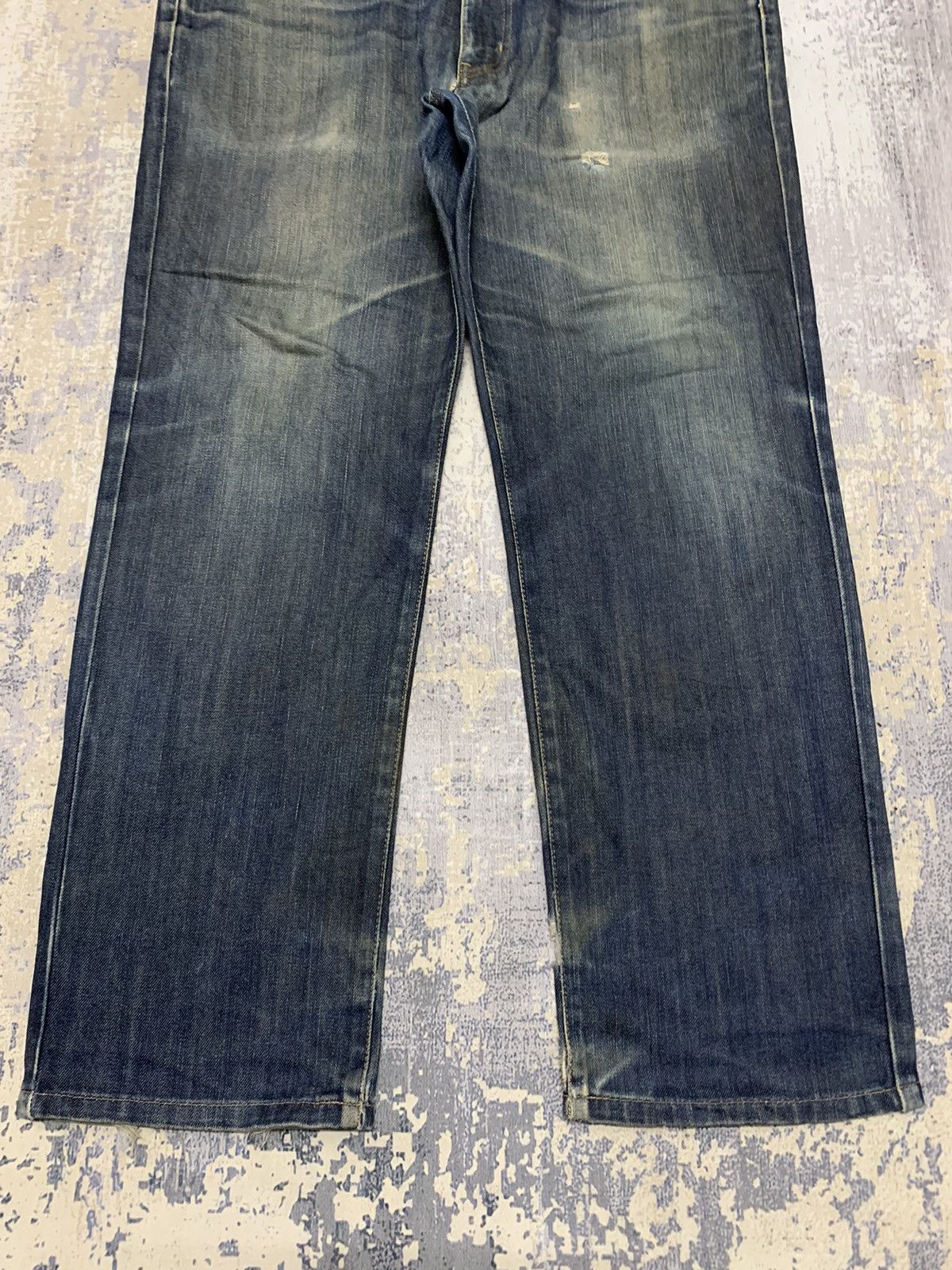 Japanese Brand Edwin 505 Distressed Mud Wash Denim Jeans Size US 37 - 4 Thumbnail