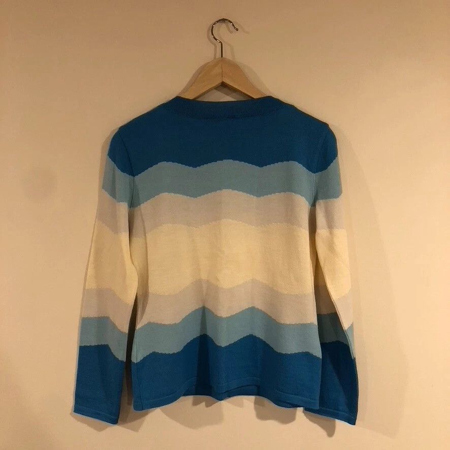Vintage Rodier France Blue Striped Sweater Size M / US 6-8 / IT 42-44 - 6 Thumbnail