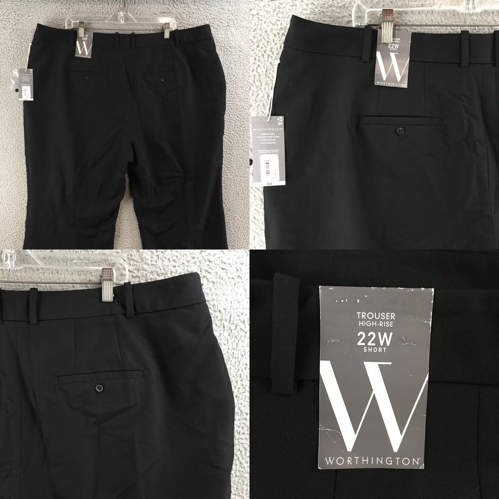 Worthington Worthington Trouser High Rise Wide-Leg Dress Pants Womens 22W Short Black NEW Size 40" / US 18 - 9 Thumbnail