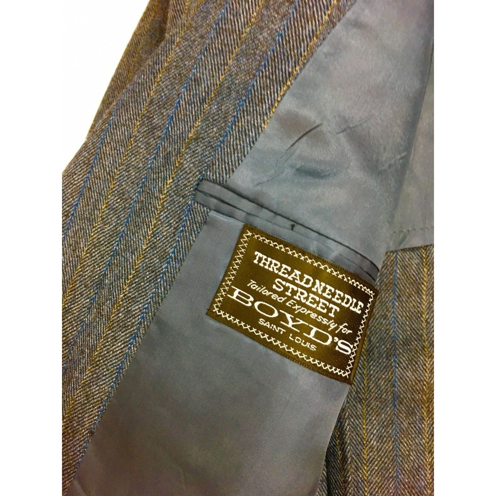 Other Vtg Boyd's Blue HERRINGBONE Sport Coat MoD Wool Jacket Size 42R - 3 Thumbnail