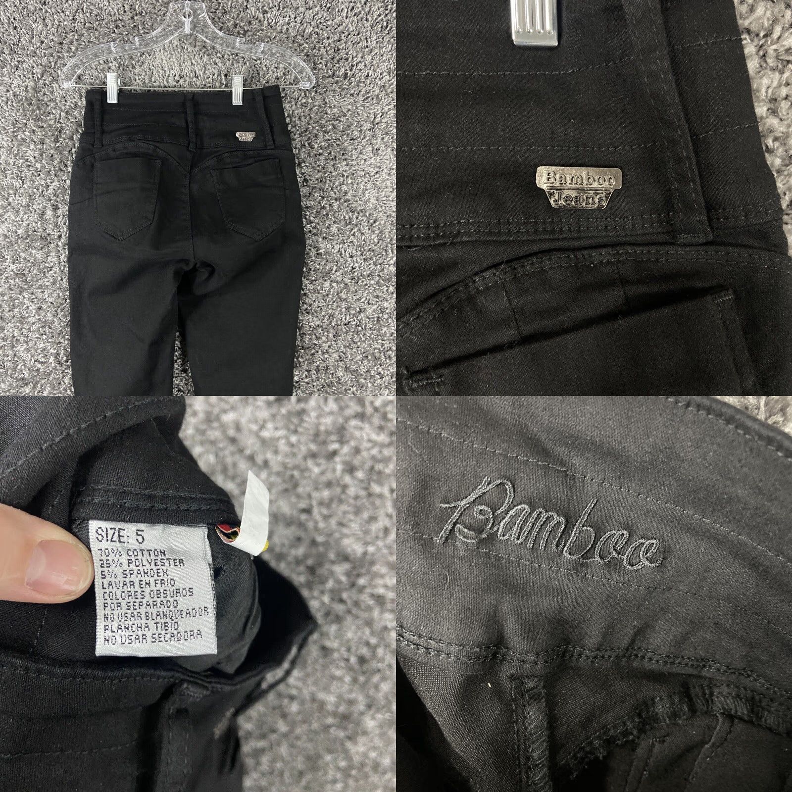 Vintage BAMBOO Black Skinny Jeans Regular Size 5 Womens Size 27" / US 4 / IT 40 - 8 Thumbnail
