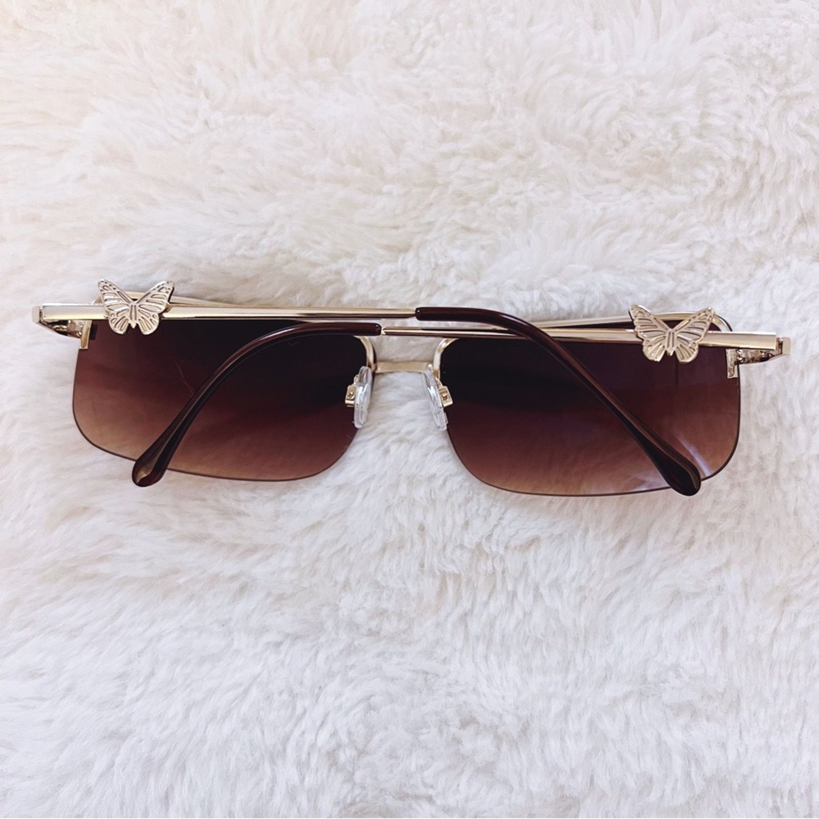 Other Delia Brown Rimless Butterfly Accent Sunglasses Size ONE SIZE - 10 Thumbnail