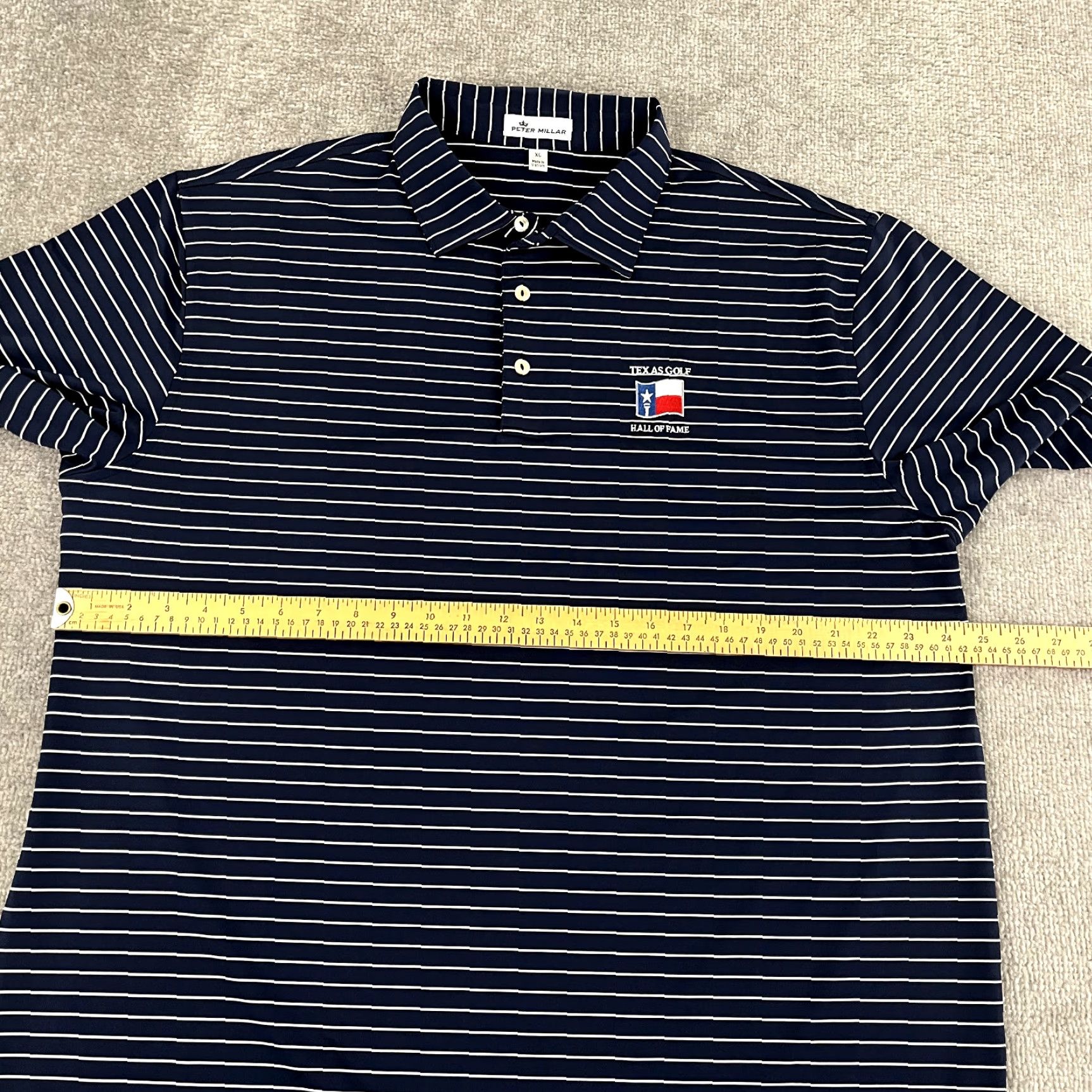 Peter Millar PETER MILLAR Polo Shirt Mens XL Blue White Striped Texas Golf Hall of Fame HOF Pol o Shirt? Size US XL / EU 56 / 4 - 5 Thumbnail