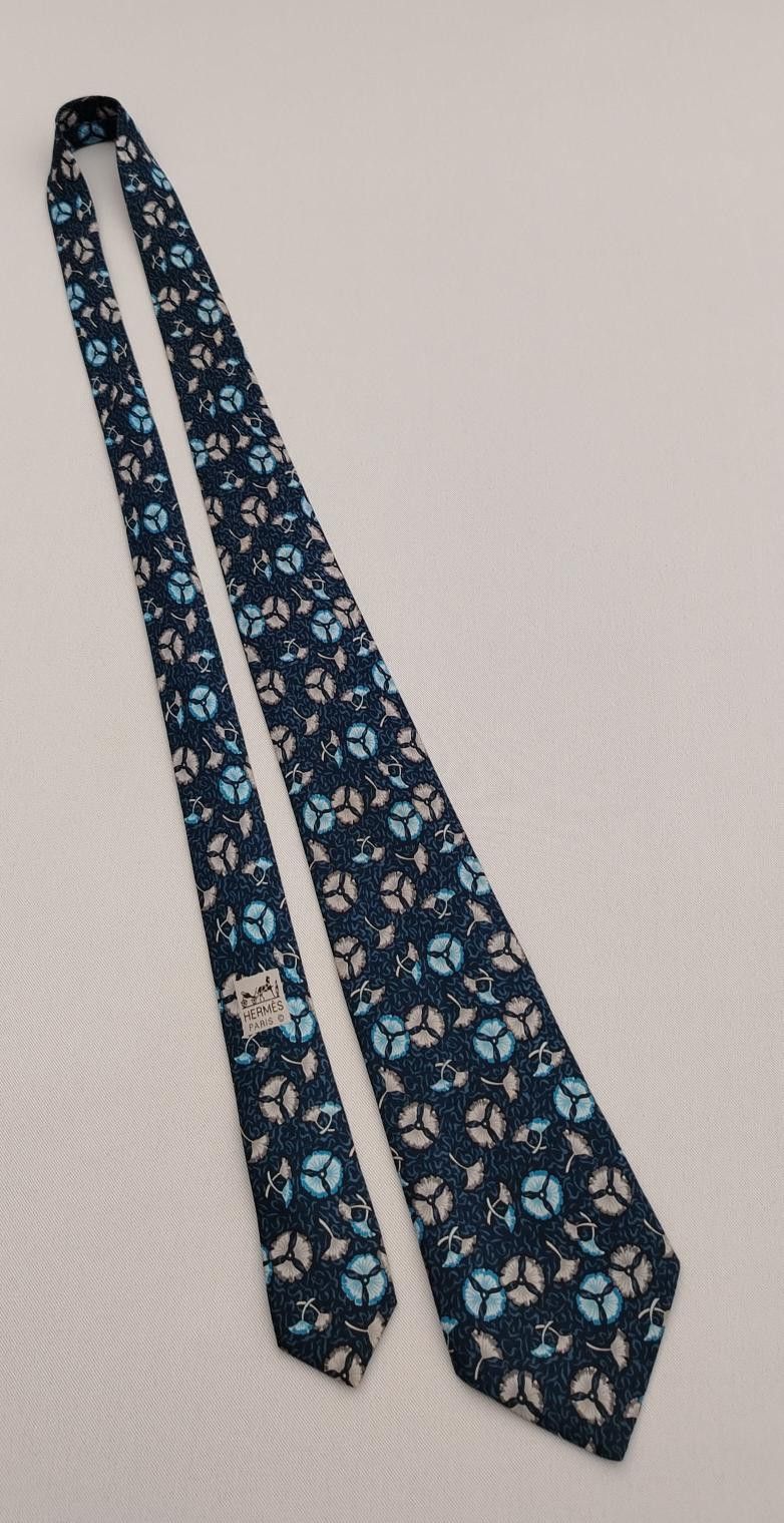 Hermes Hermes Paris 7518 IA Silk Necktie Floral Pattern Men Tie Size ONE SIZE - 3 Thumbnail