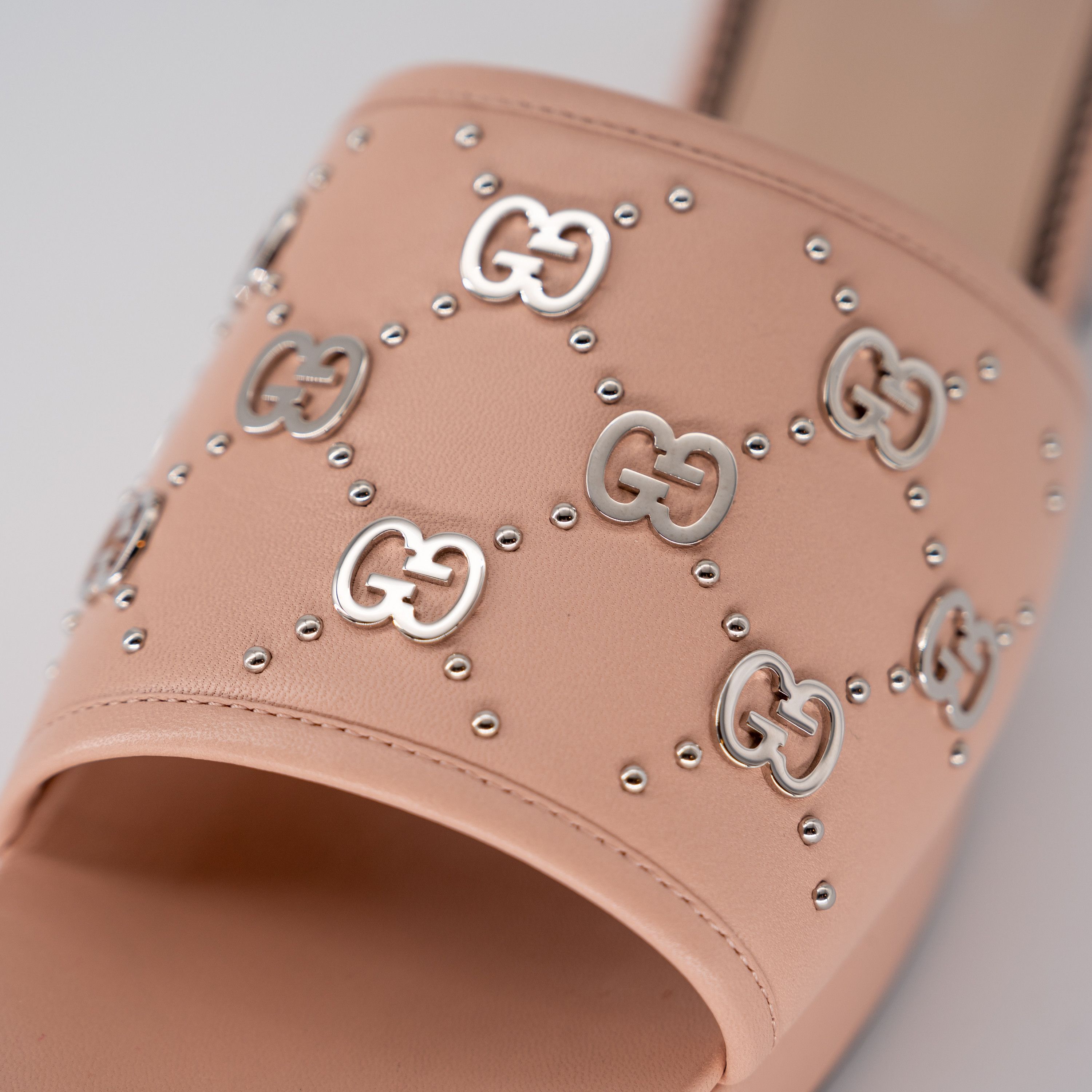 Gucci 41G - Gucci Heels Studded Interlocking GG Pink Sandals Size US 11 / IT 41 - 5 Thumbnail