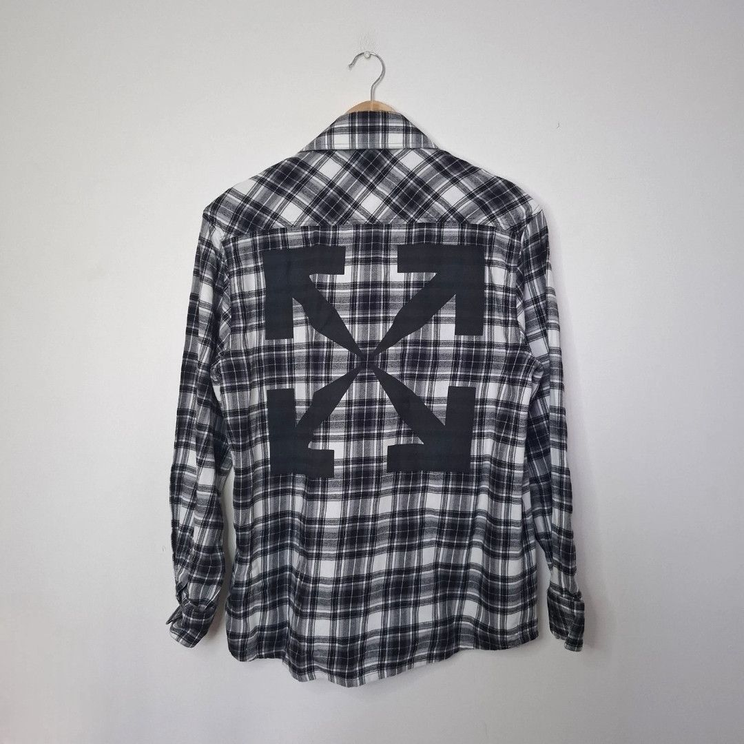 Off-White OFF-WHITE Black & White Checked Arrow Flannel Plaid Shirt Size US S / EU 44-46 / 1 - 1 Thumbnail