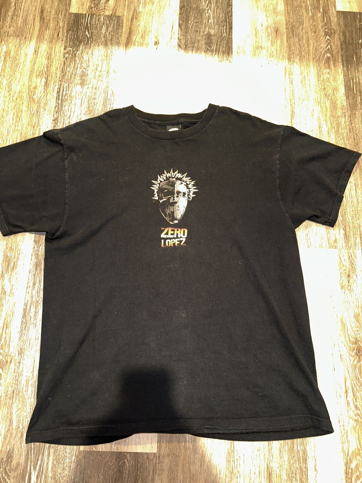 image of Shortys Skateboards x Vintage Early 2000S Zero Adrian Lopez Shirt in Black, Men's (Size XL)