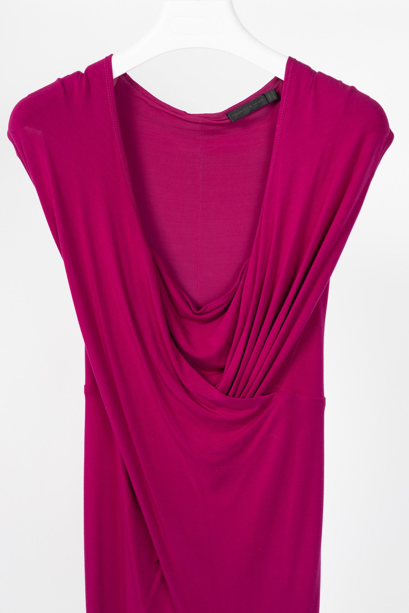 Donna Karan Donna Karan Collection SS15 Fuchsia Jersey Twist-Front Dress Size M / US 6-8 / IT 42-44 - 3 Thumbnail