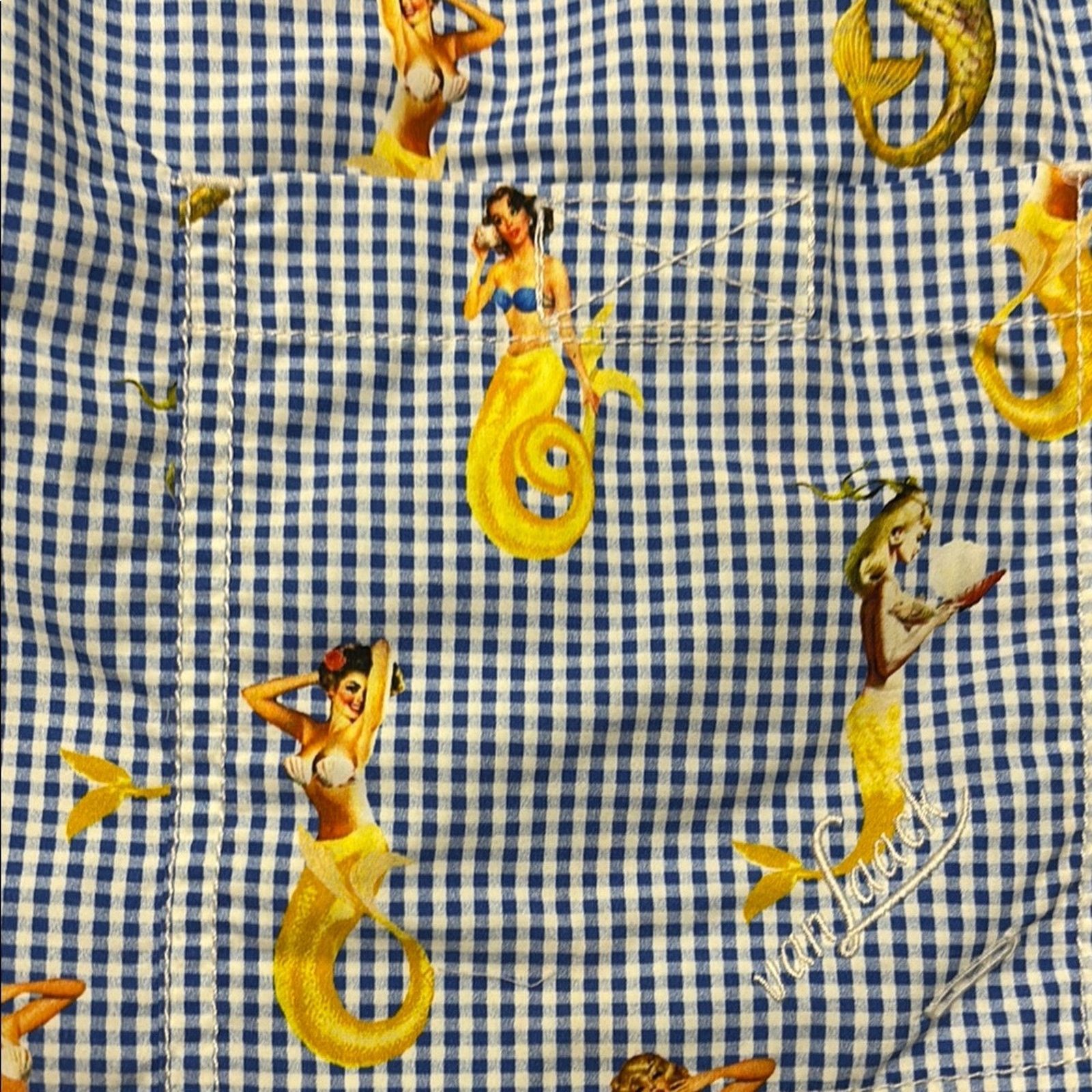 NWT Van Laack Men's Blue Yellow Nautical Print Swim Trunks M