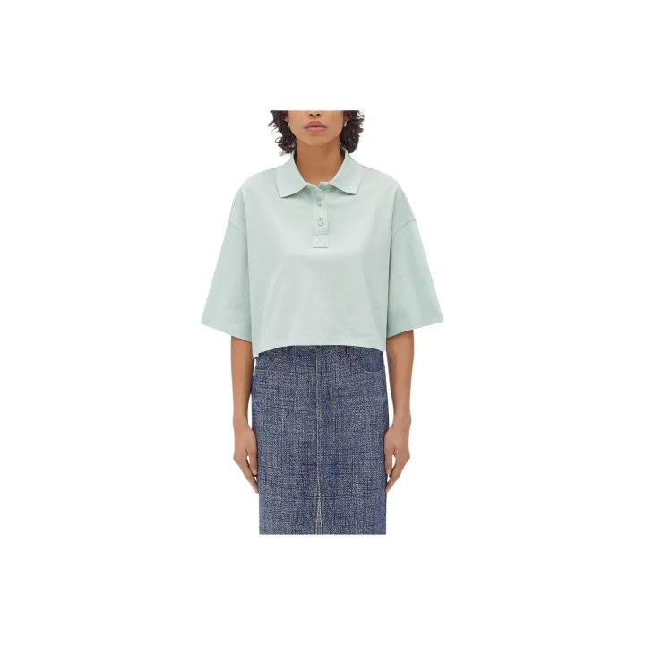 Bottega Veneta Bottega Veneta Casual Crop Polo Shirt in Light Green Size S / US 4 / IT 40 - 1 Thumbnail