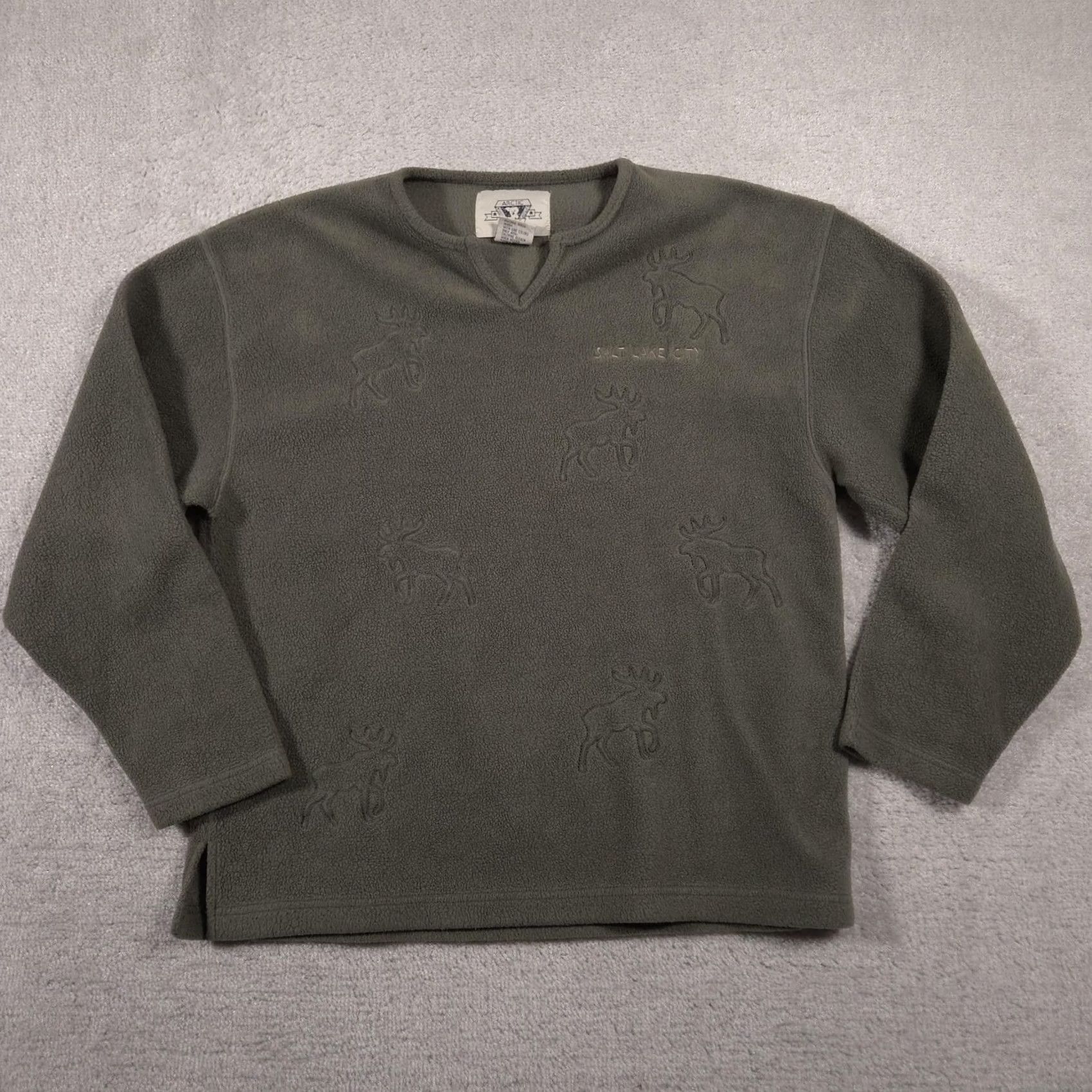 Vintage VINTAGE Arctic Image Fleece Pullover Mens L Green Moose Salt Lake City Embroidered Size US L / EU 52-54 / 3 - 2 Thumbnail