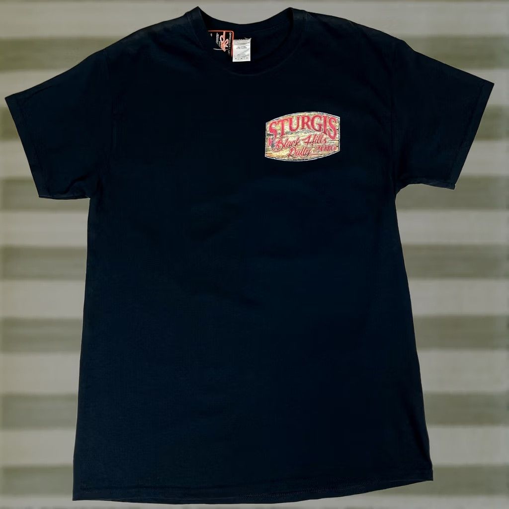 Gildan NWT 2016 Sturgis Black Hills Rally T-Shirt Double-Sided Sz M Gildan Men Cotton Black Size M T-Shirt Motorcycle Vintage/Pre-Owned Approved Size US M / EU 48-50 / 2 - 1 Thumbnail