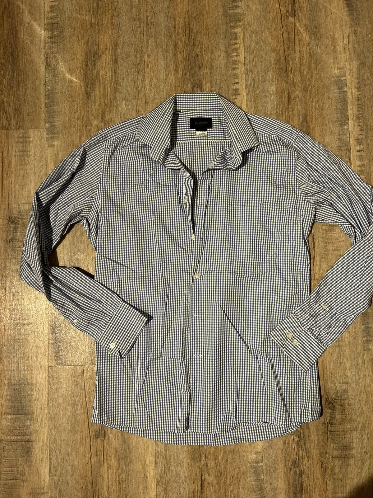Duchamp London Blue and white check button up Size 50R - 4 Thumbnail