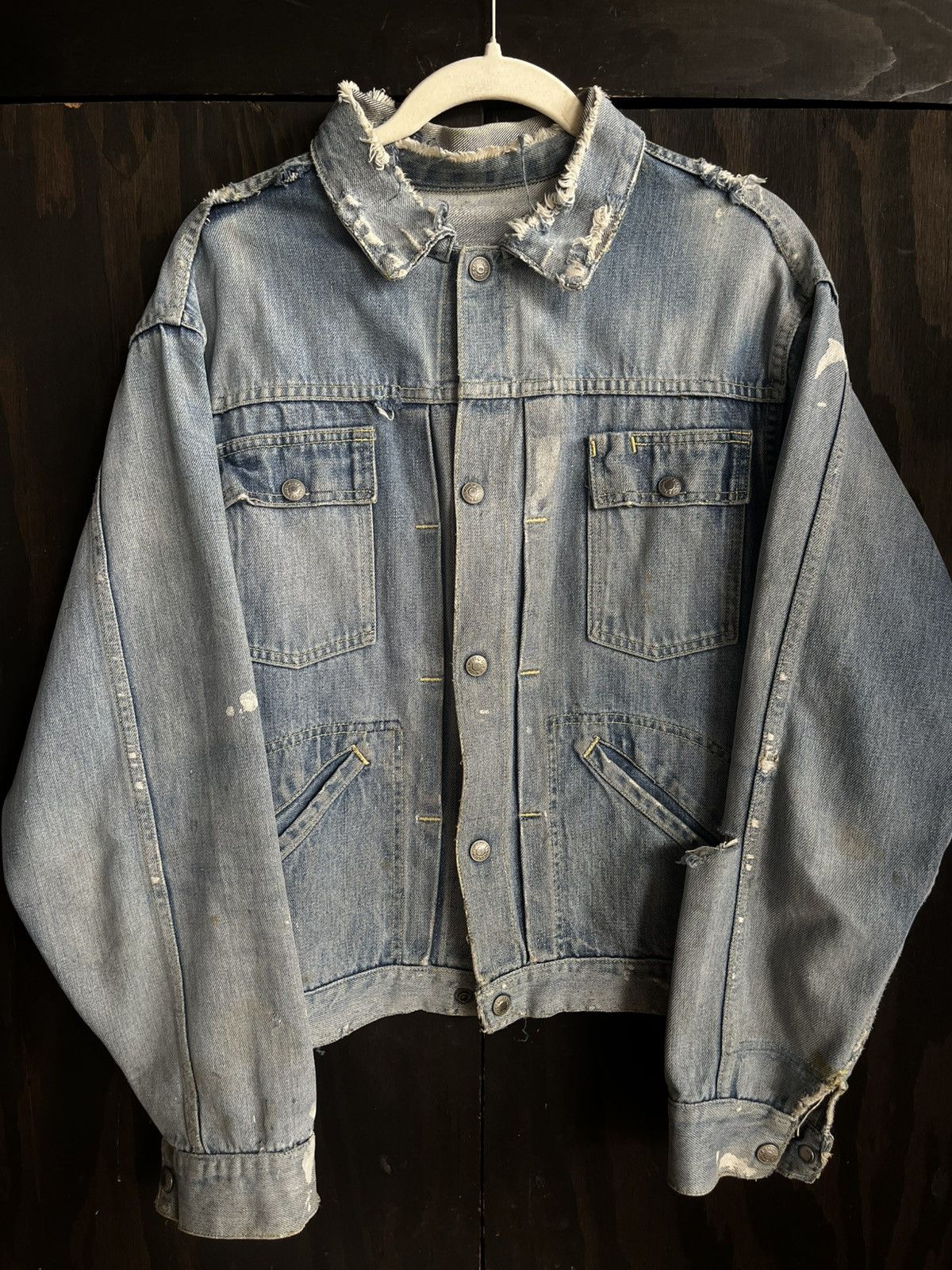Vintage 1960s Selvedge JC Penny Foremost thrashed denim jacket Size US L / EU 52-54 / 3 - 1 Thumbnail