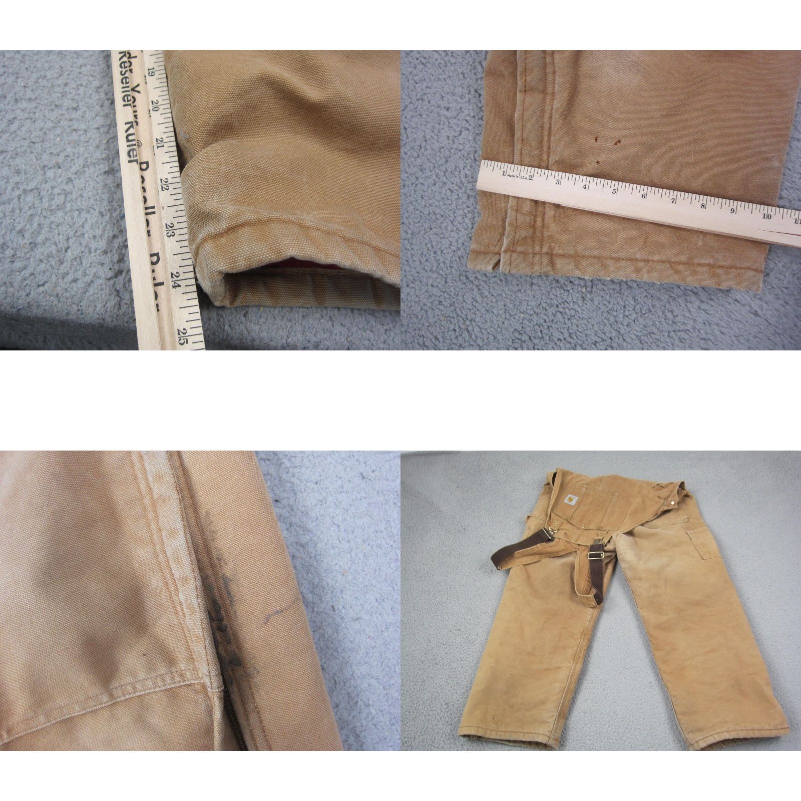 Carhartt VINTAGE Carhartt Bib Overalls Mens 38 x 24 Brown Lined Double Knee Duck Canvas Workwear Size US 38 / EU 54 - 9 Thumbnail