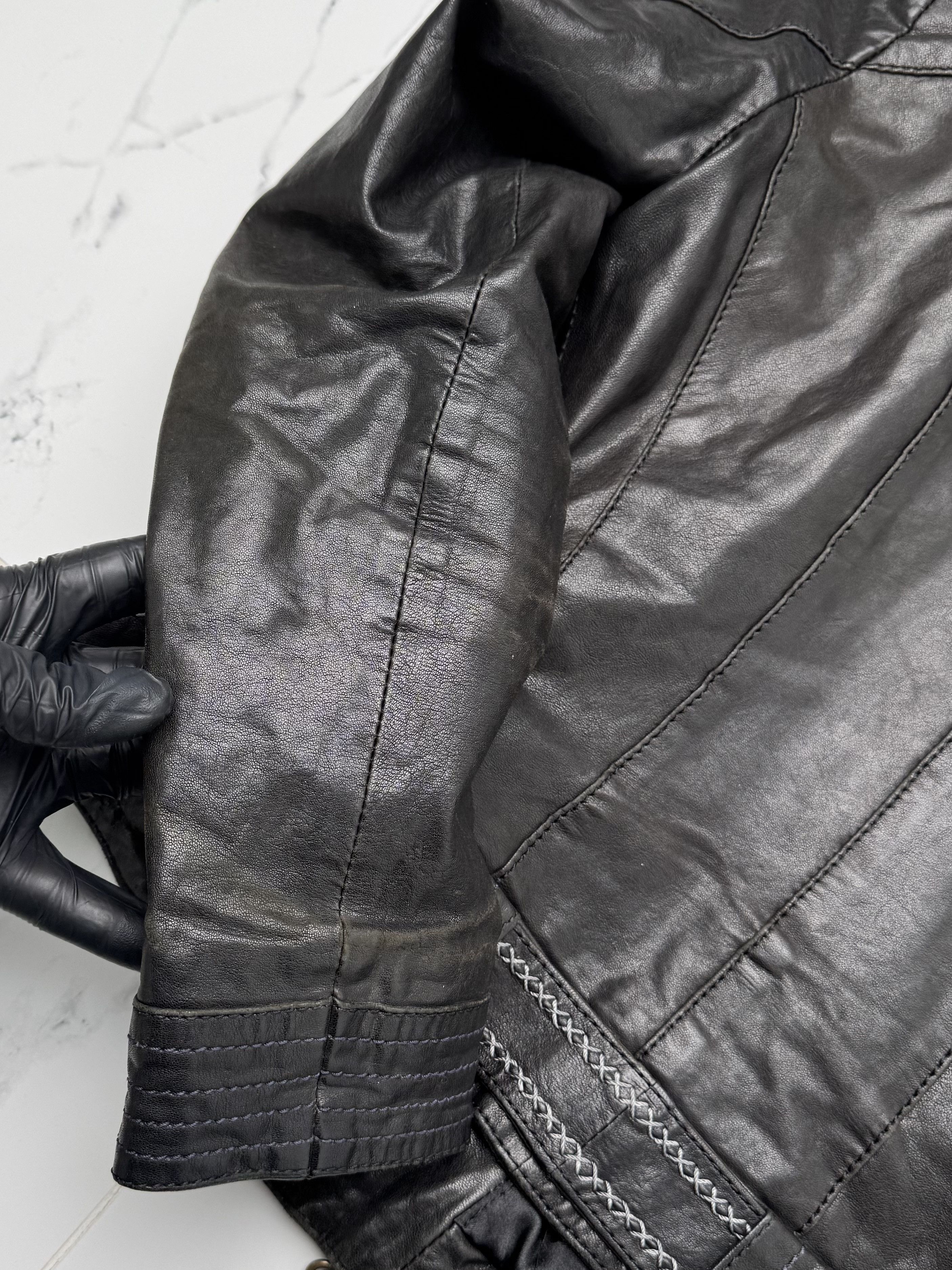 Vintage Women Black Leather Jacket Y2K Vintage Fitted Biker Zip Up Size S / US 4 / IT 40 - 13 Thumbnail