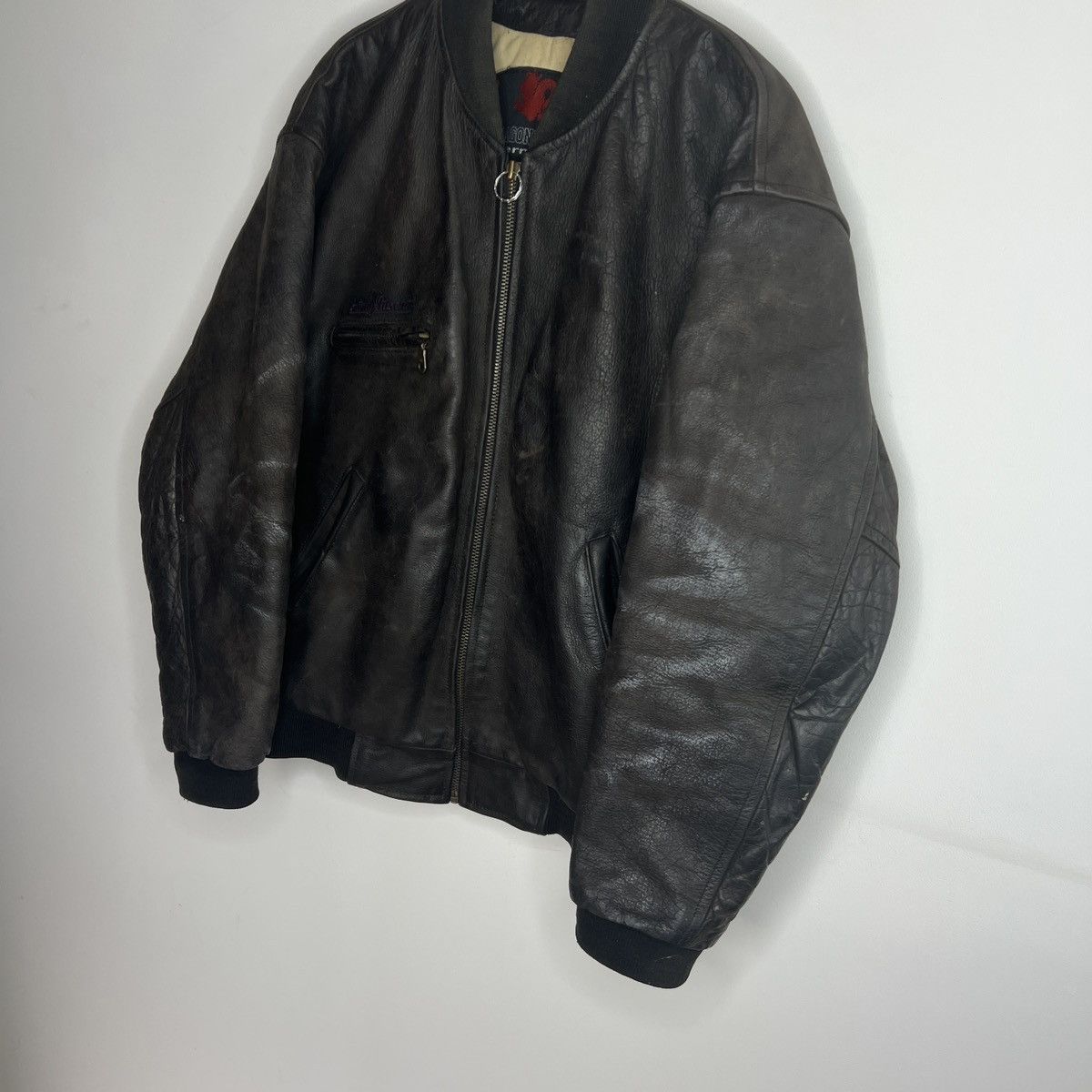 Vintage Vintage Heavy Flight Bomber Leather Jacket 90s Brown Size US XL / EU 56 / 4 - 2 Thumbnail
