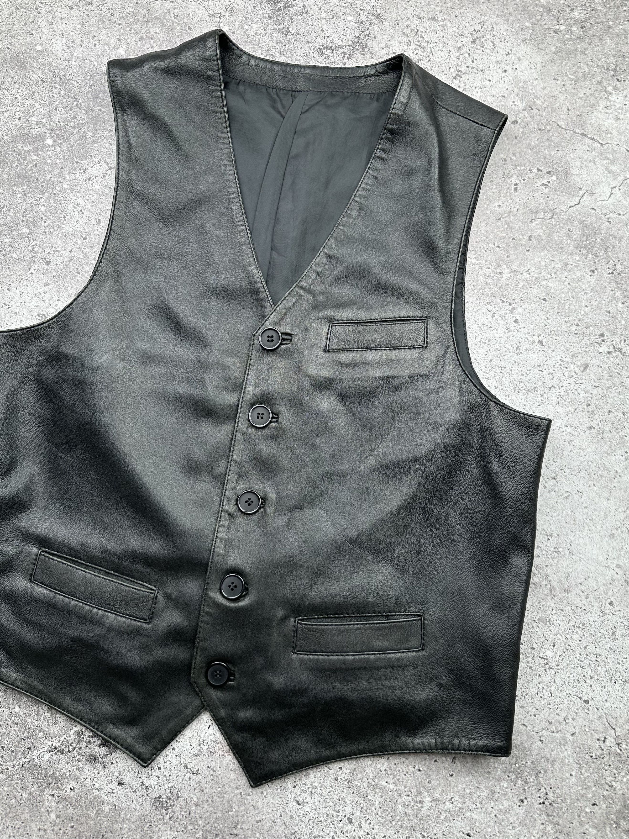 Japanese Brand Vintage Leather Vest C548(V70)(E8) Size US S / EU 44-46 / 1 - 3 Thumbnail
