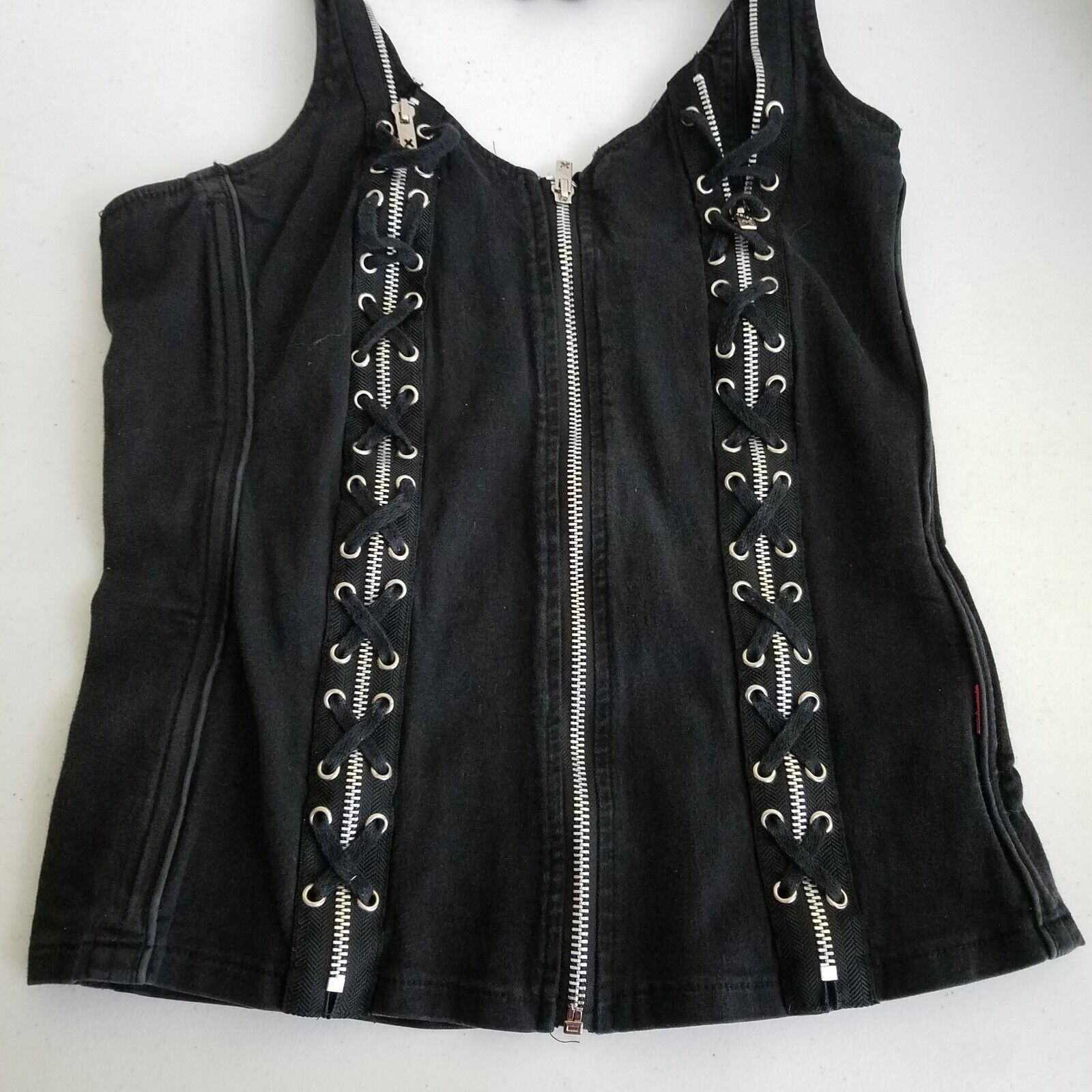 Tripp NYC Vtg Tripp NYC Halter Corset Top Lace Up Zippers Gothic 90s Size XL / US 12-14 / IT 48-50 - 3 Thumbnail