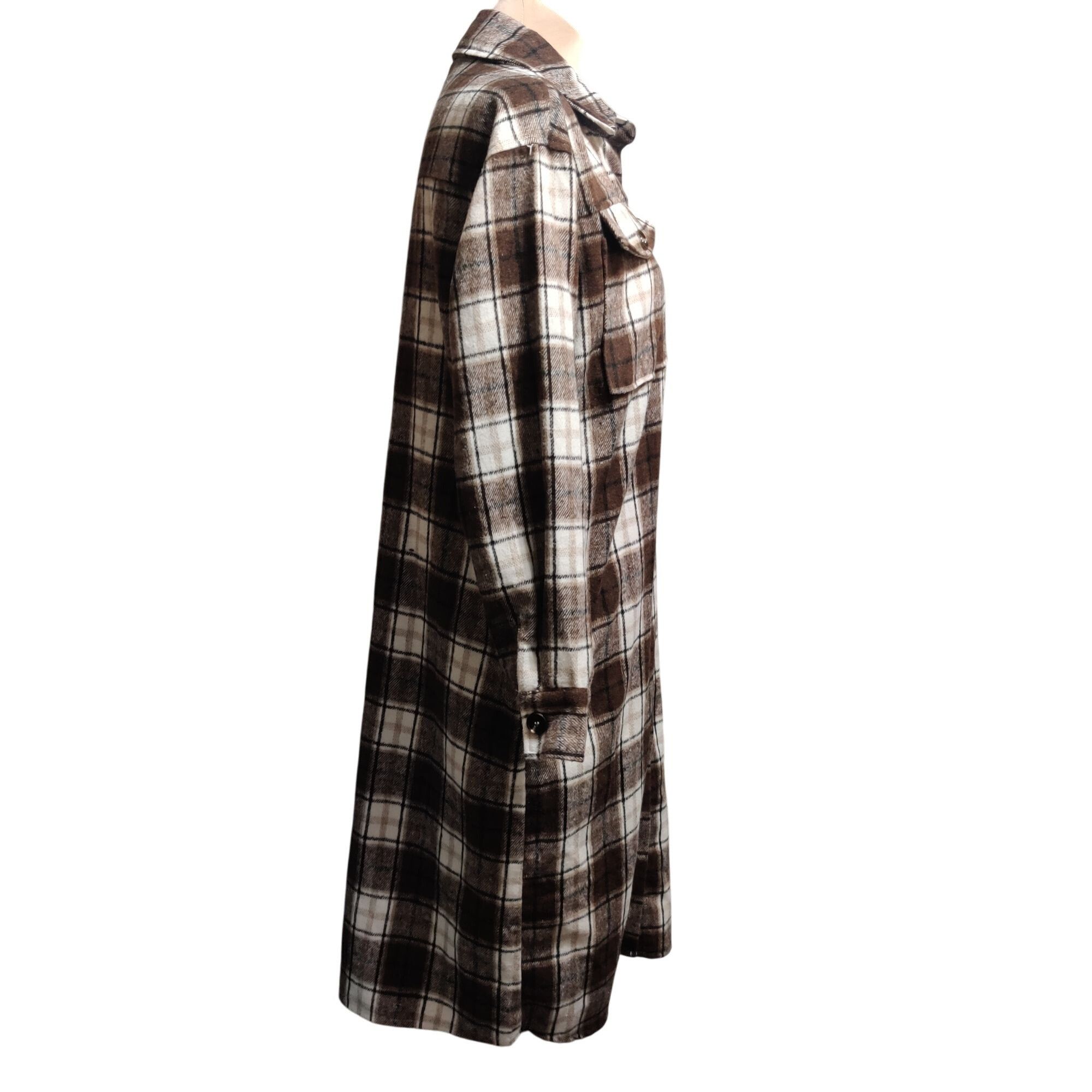 Other Camellia M Brown Plaid Longline Shirt Jacket Chest Pockets B Size M / US 6-8 / IT 42-44 - 9 Thumbnail