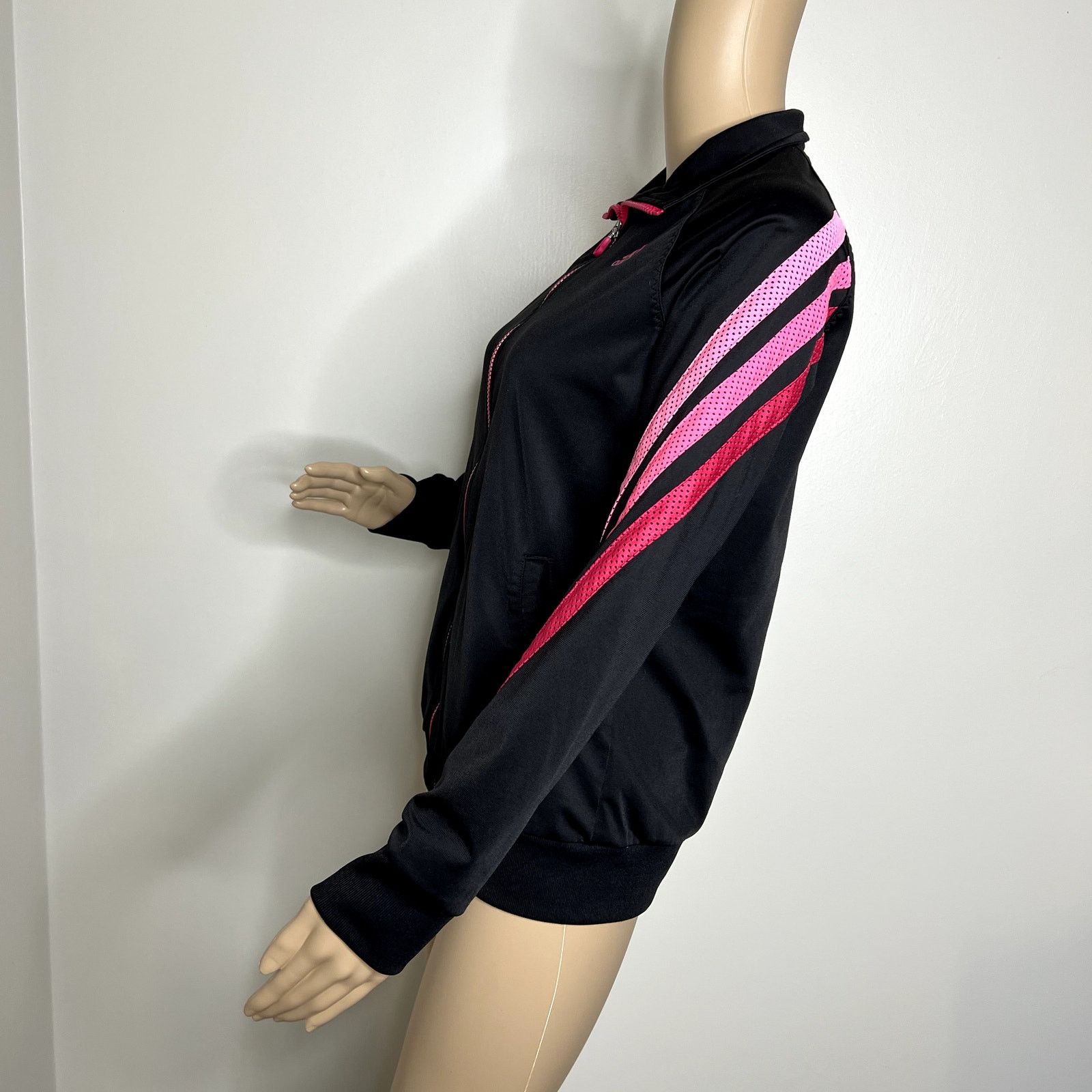 Adidas Adidas Black Striped Logo Full Zip Athletic Track Jacket Size S / US 4 / IT 40 - 2 Thumbnail