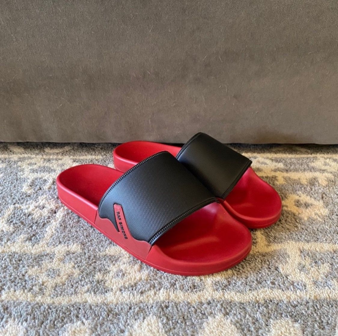 image of Raf Simons Black And Red Slides, Men's (Size 10)